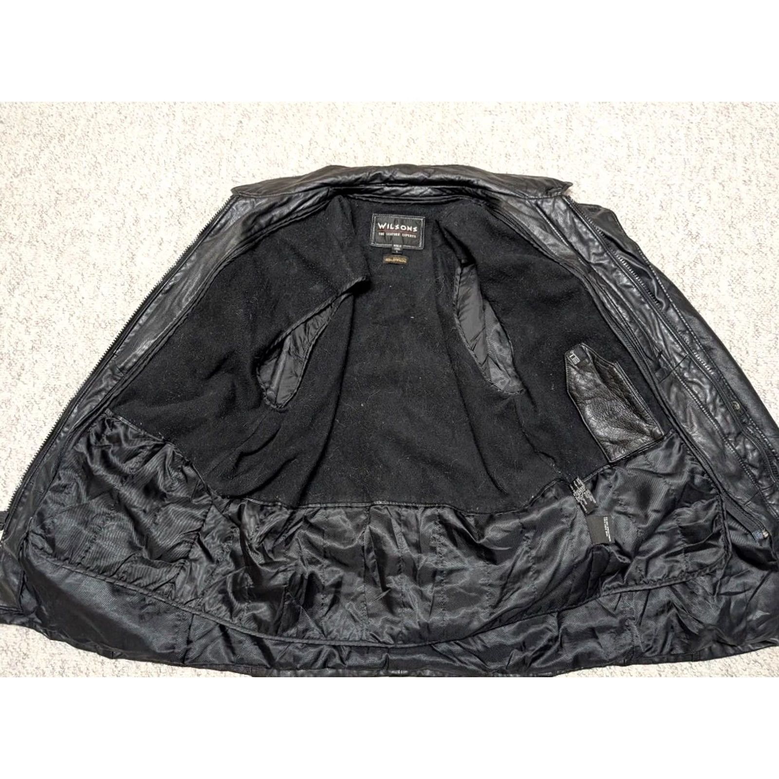 Vintage VINTAGE Wilsons Leather jacket coat Mens L 44 Black leather belt zip belted 1990s Y2K supple belted Size US L / EU 52-54 / 3 - 3 Thumbnail