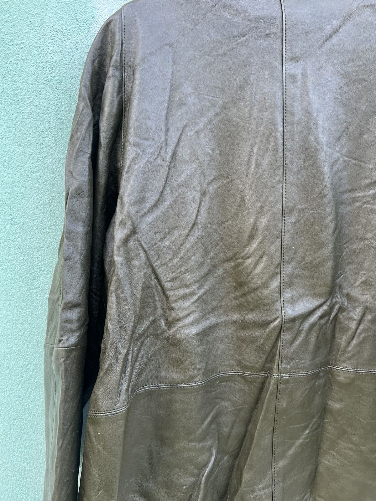 Japanese Brand Vintage Marie Claire Paris Pleated Leather Jacket OliveGreen Size US L / EU 52-54 / 3 - 22 Thumbnail