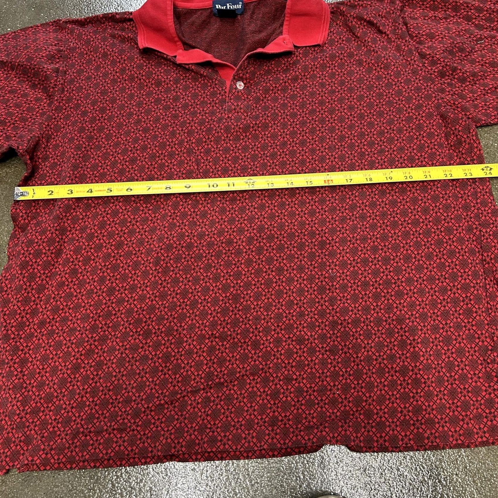 Vintage Par Four Polo Shirt Mens XL Red Geometric Golf Cotton Knit Short Sleeve Size US XL / EU 56 / 4 - 5 Thumbnail