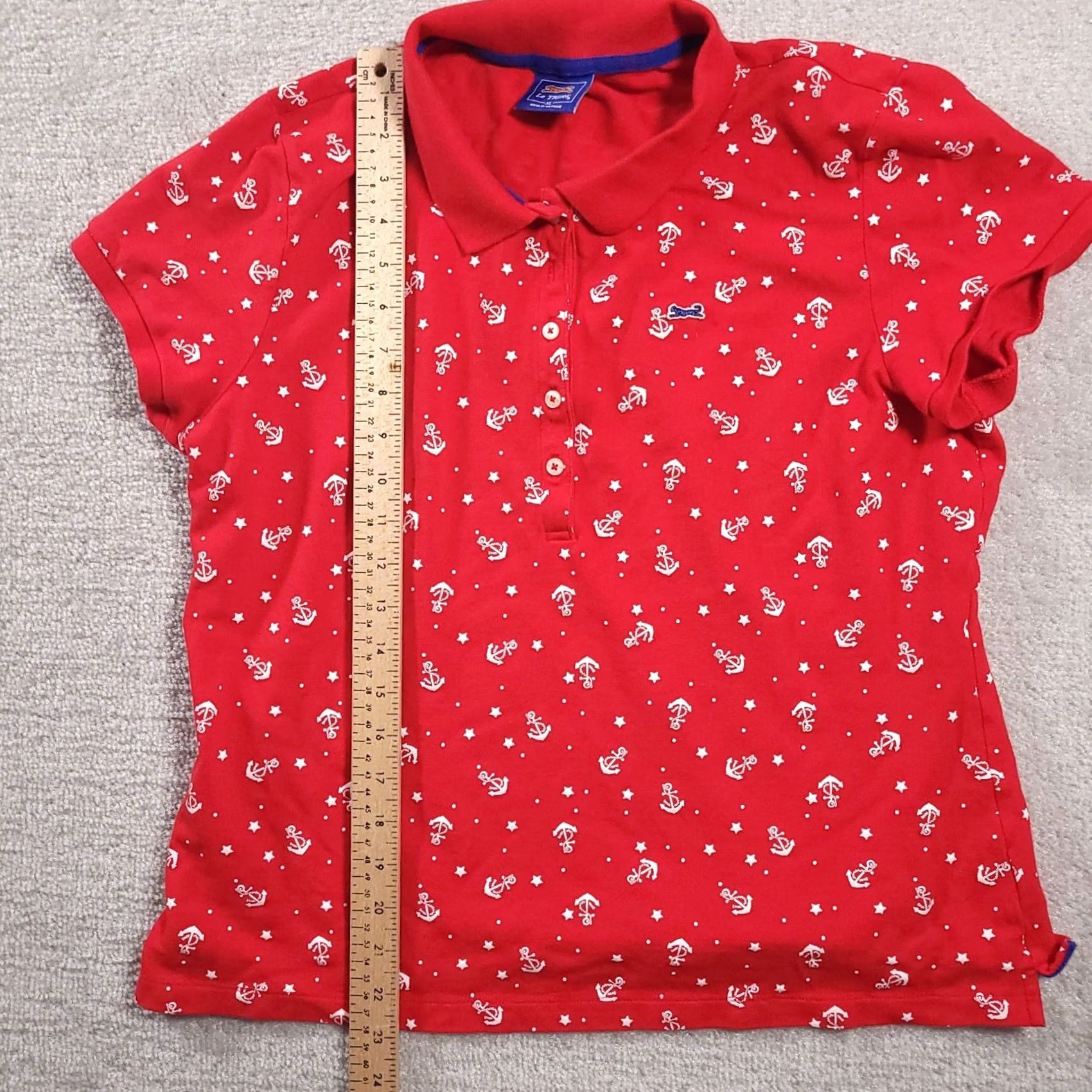 Vintage VINTAGE Le Tigre Polo Shirt Tiger Logo Women's XL Red Anchor Stars Pima Cotton Stretch Size XL / US 12-14 / IT 48-50 - 6 Thumbnail