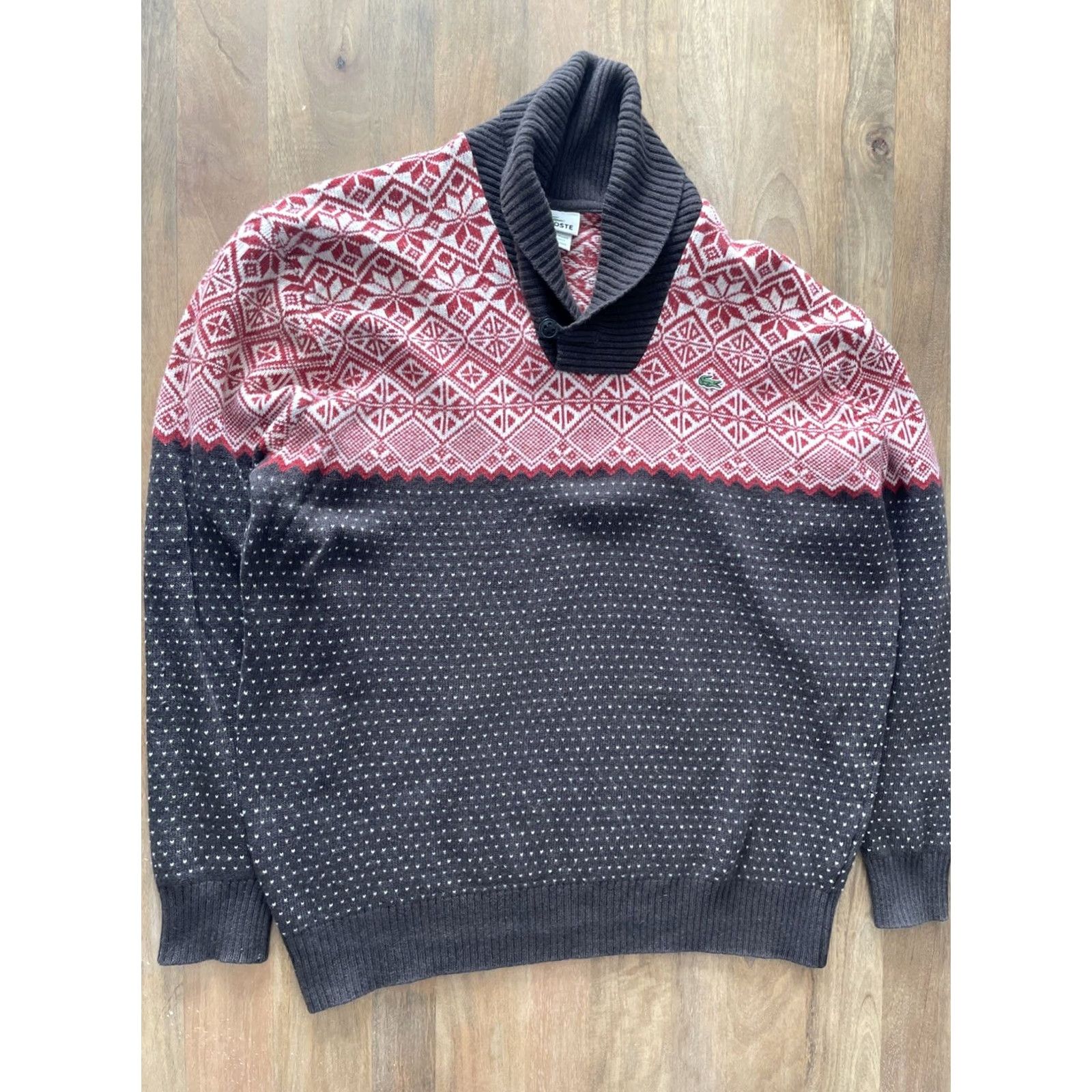 Lacoste VINTAGE Lacoste Sweater Mens 7 Shawl Neck Wool Blend Knit Pullover Brown France 80s Preppy Logo Buttons Mens Size US M / EU 48-50 / 2 - 2 Thumbnail