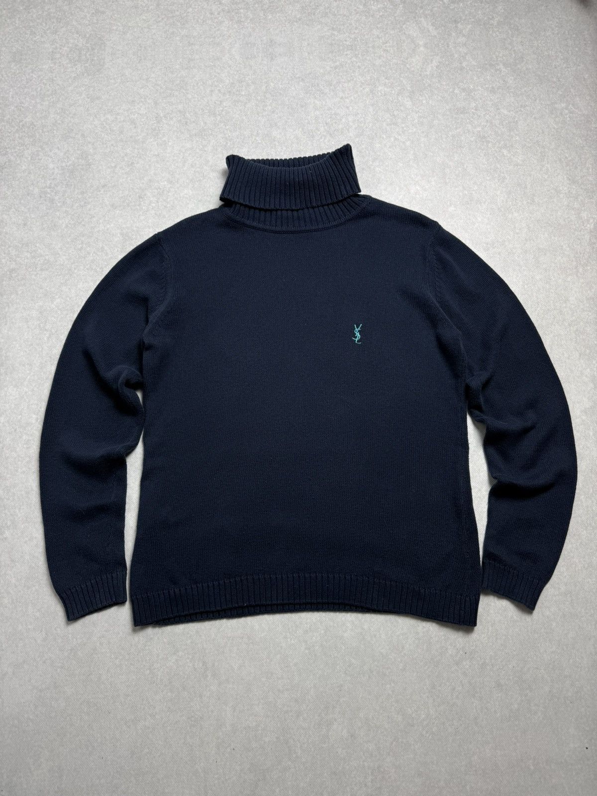 Saint Laurent Paris Men’s Yves Saint Lauren Turtleneck Heavy Blue Sweater Size Size US L / EU 52-54 / 3 - 1 Thumbnail