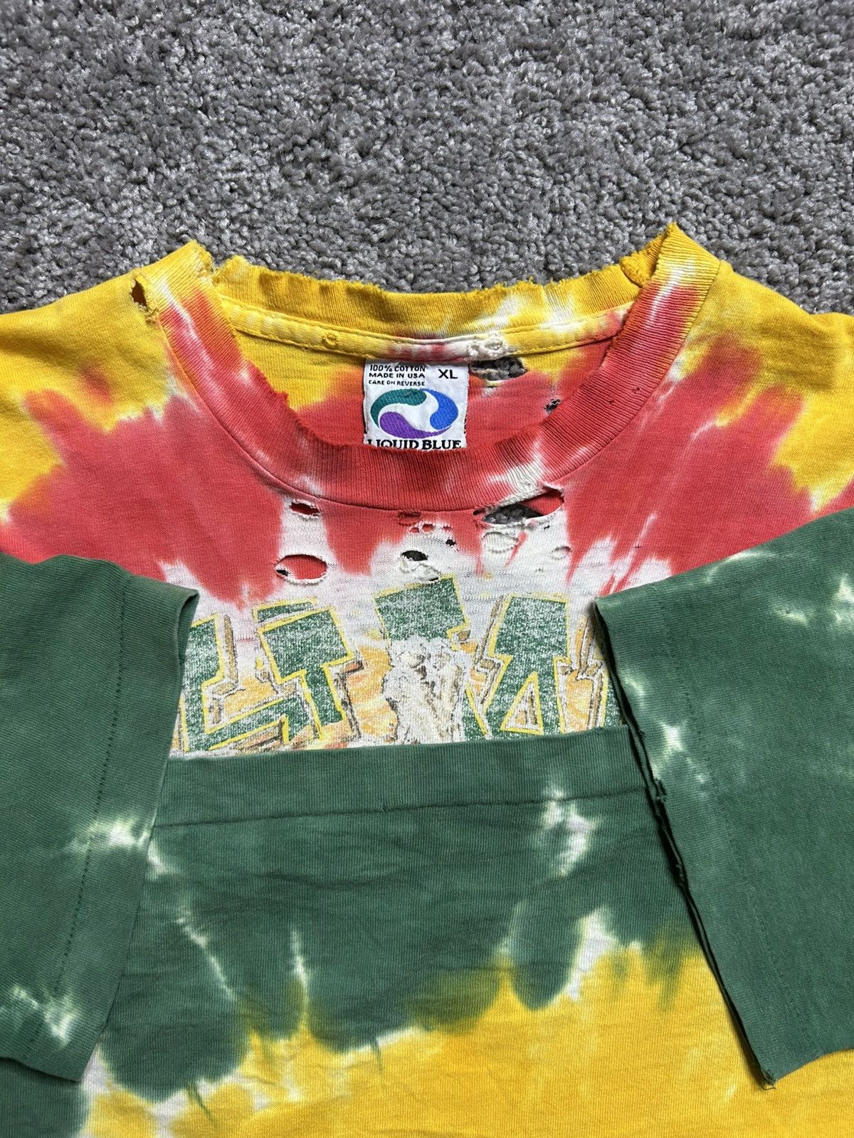 Vintage Vintage 90s Grateful Dead Lithuania Thrashed Tee Liquid Blue Size US XL / EU 56 / 4 - 6 Thumbnail