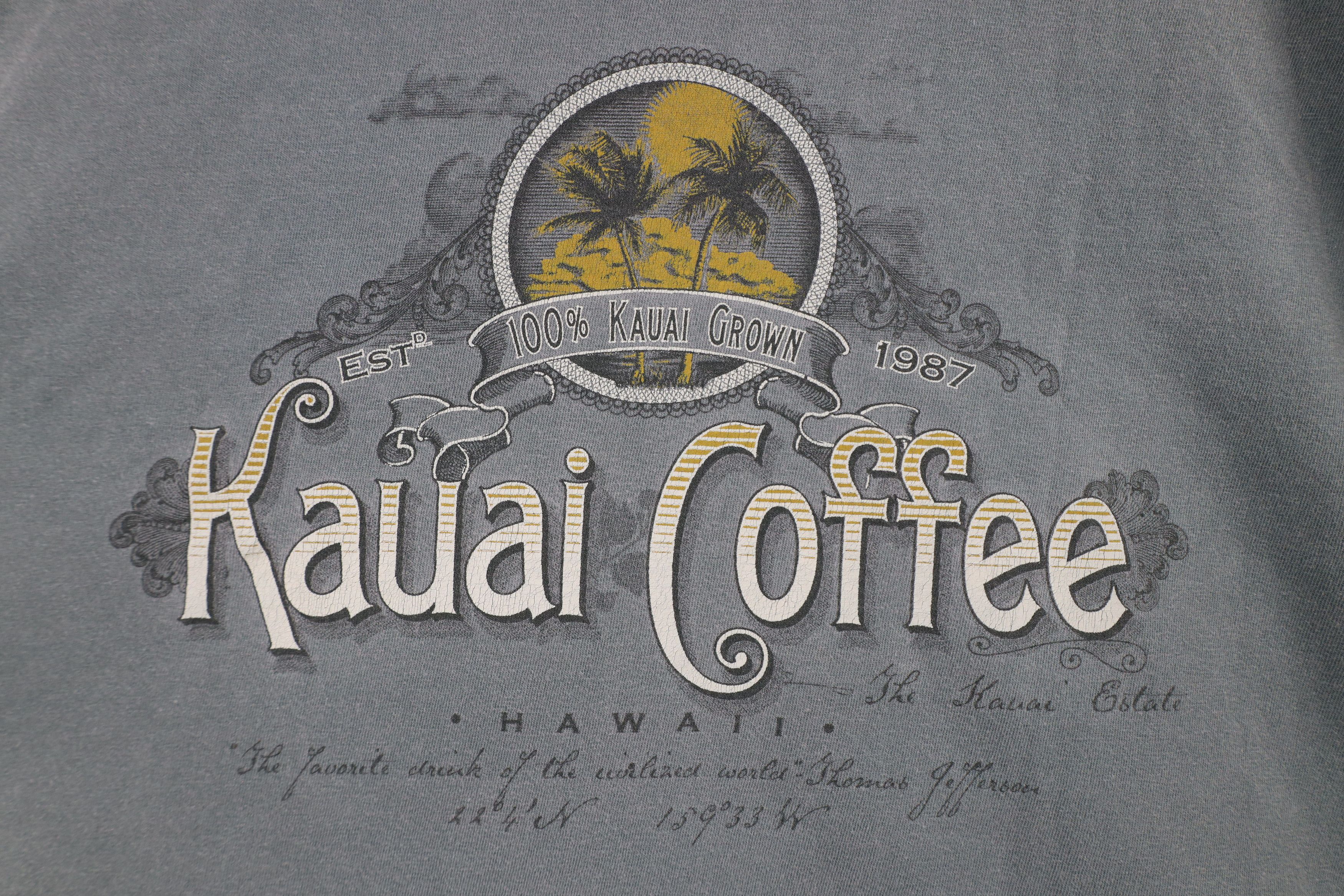 Vintage Vintage 90s Streetwear Stonewash Kauai Coffee T-Shirt Green Size US L / EU 52-54 / 3 - 9 Thumbnail