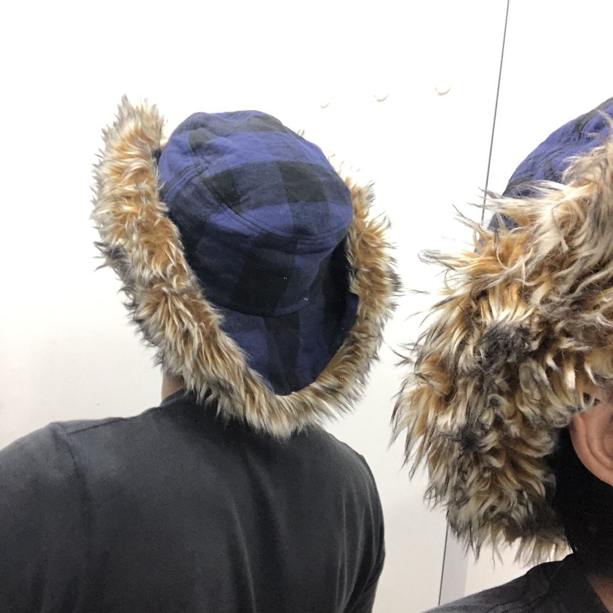 Vintage Japanese Asian Hat Fur Fuzzy Flannel Winter Wind Cold Style Size ONE SIZE - 3 Thumbnail