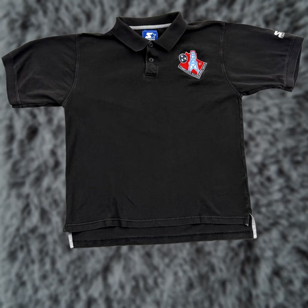Starter VINTAGE Starter Tennessee Oilers Shirt Mens Large Black 90s NFL Football Polo USA Size US L / EU 52-54 / 3 - 1 Thumbnail