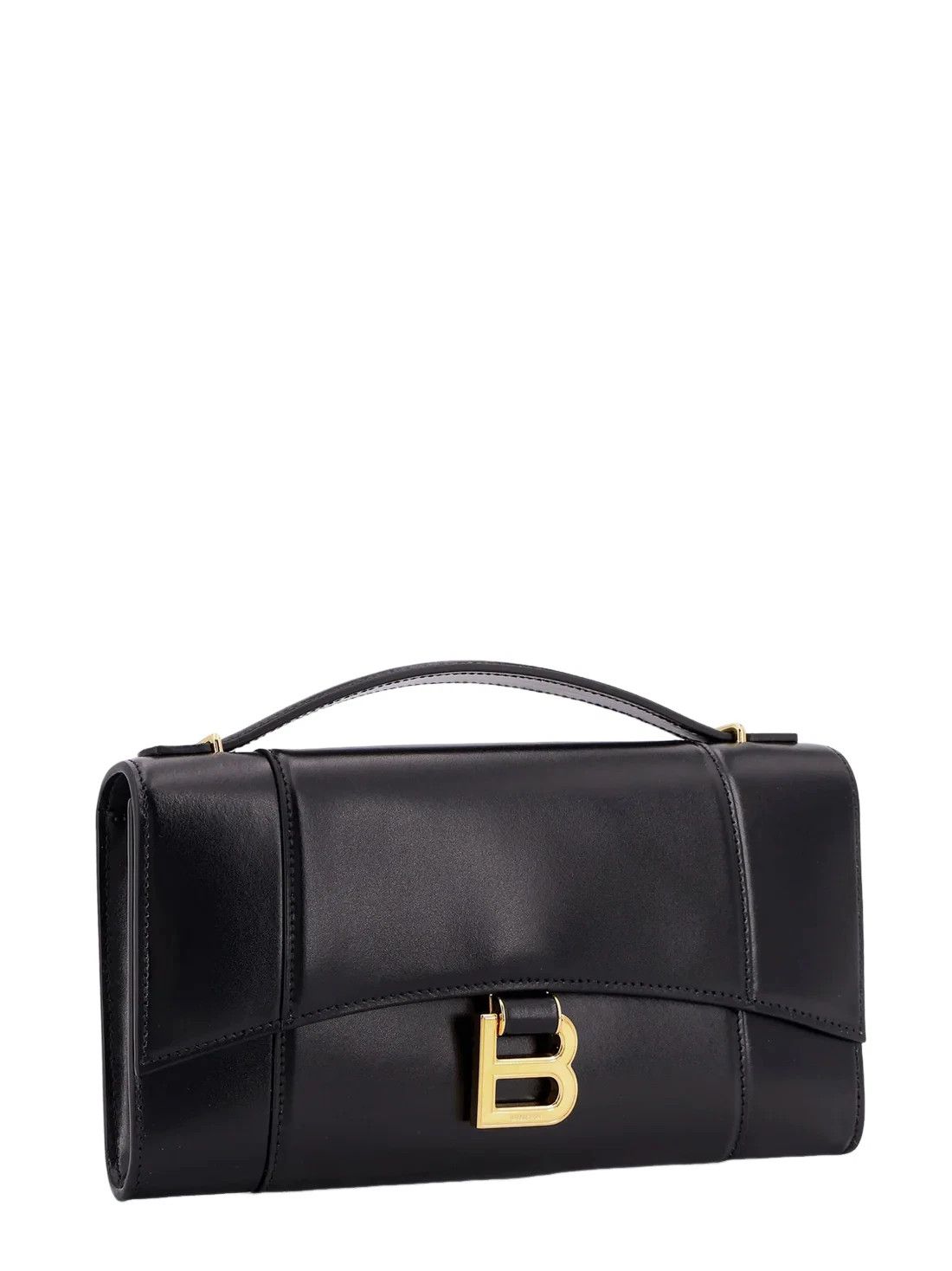 BALENCIAGA Hourglass Black Leather Top Handle Bag New