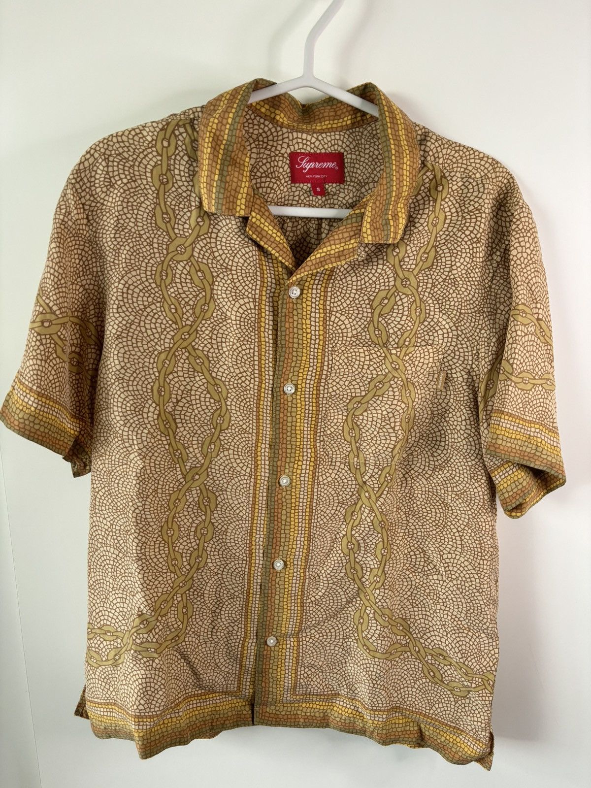 Supreme Mosaic Silk S/S Shirt Tan シャツ Supreme Mosaic Silk S/S Shirt Tan S