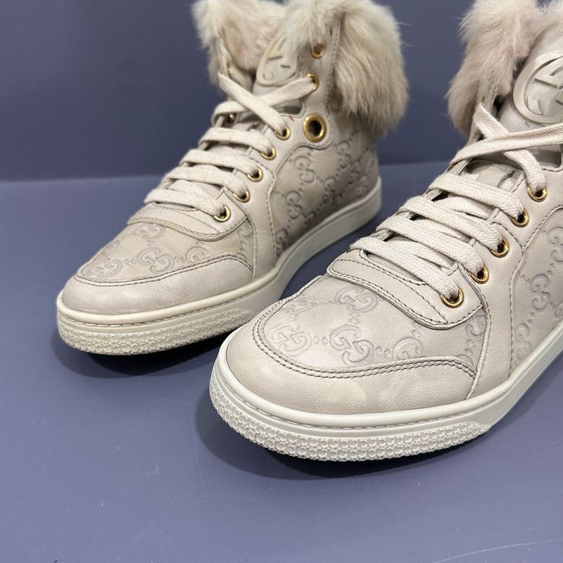 Gucci Gucci Monogram High-Top Canvas Sneakers with Fur -2508 Size US 6.5 / EU 39-40 - 7 Thumbnail