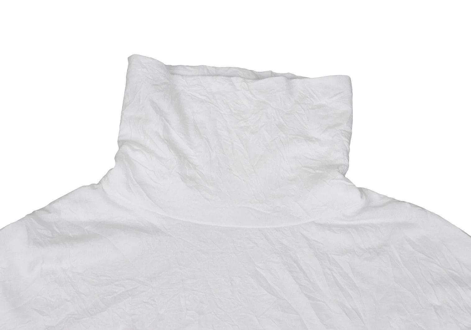 Yohji Yamamoto Wrinkled Cotton-Poly Turtle Neck Cut Sew Top in White Size US XXS / EU 40 - 3 Thumbnail
