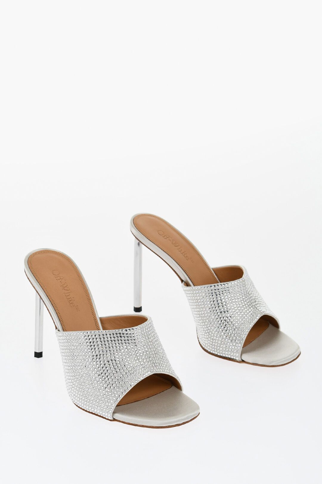 Off-White og1mm1125 Rhinestoned Allen Open-Toe Mules in Silver Size US 8 / IT 38 - 2 Thumbnail