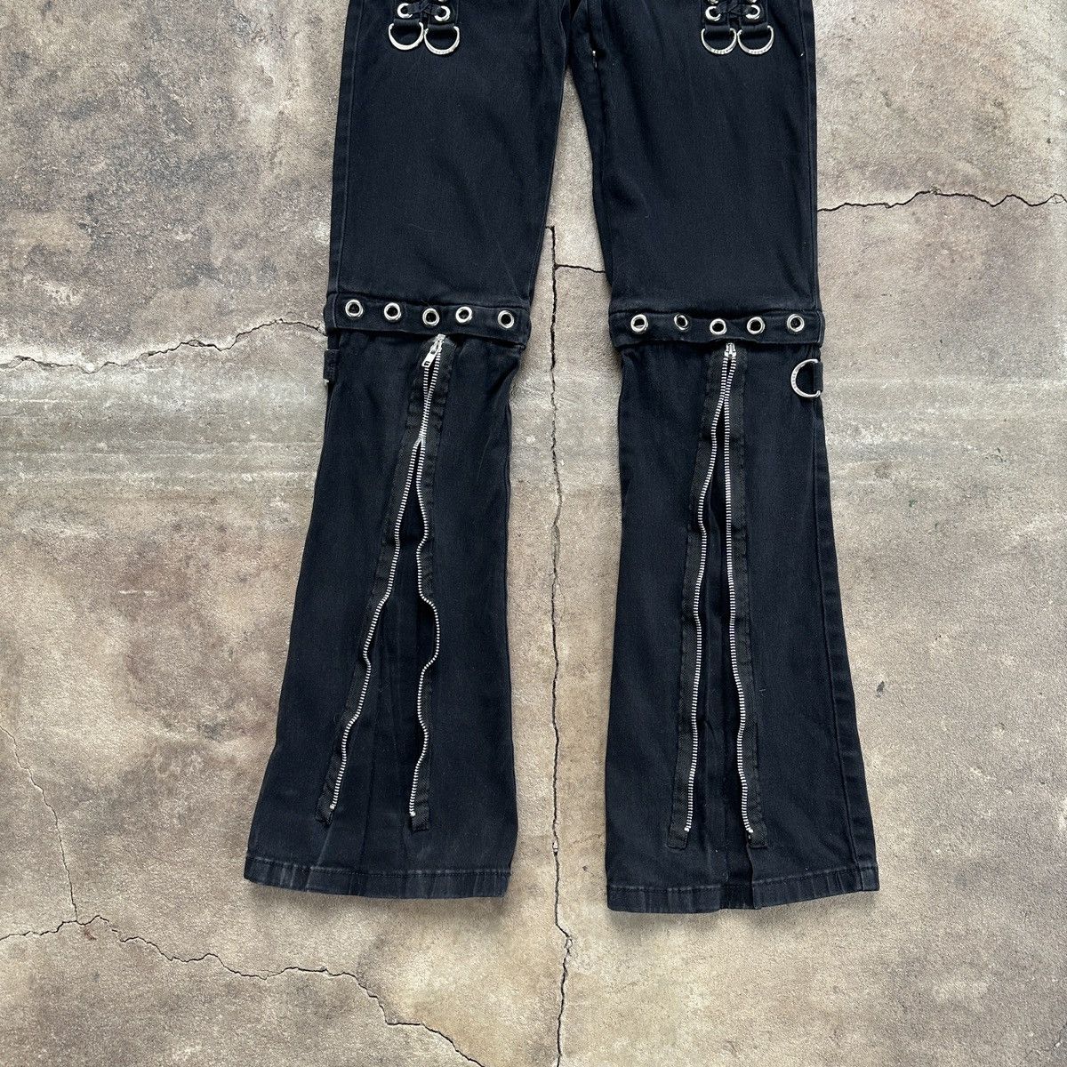 Beauty Beast × Seditionaries Vintage Banned Alternative Punk Ringed Zip Flared Pants Size 28" / US 6 / IT 42 - 3 Thumbnail