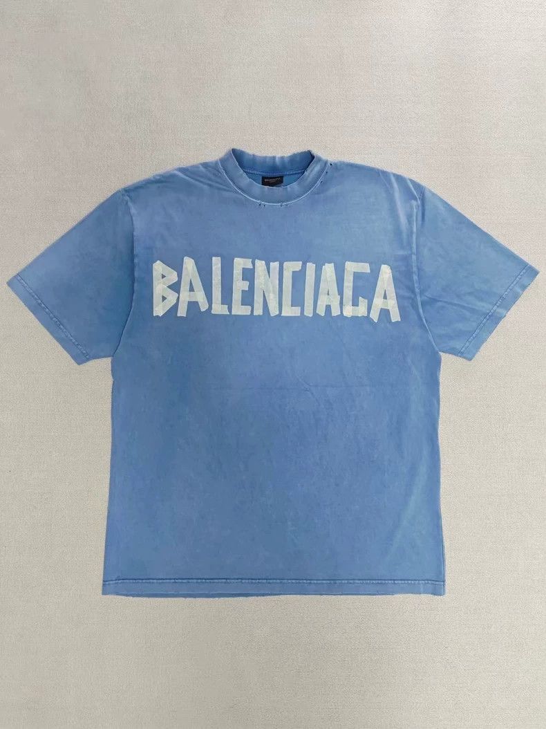 Balenciaga Balenciaga 23fw Haze Blue Tape Tape Tape Made Old Short Sle Size US XS / EU 42 / 0 - 1 Thumbnail