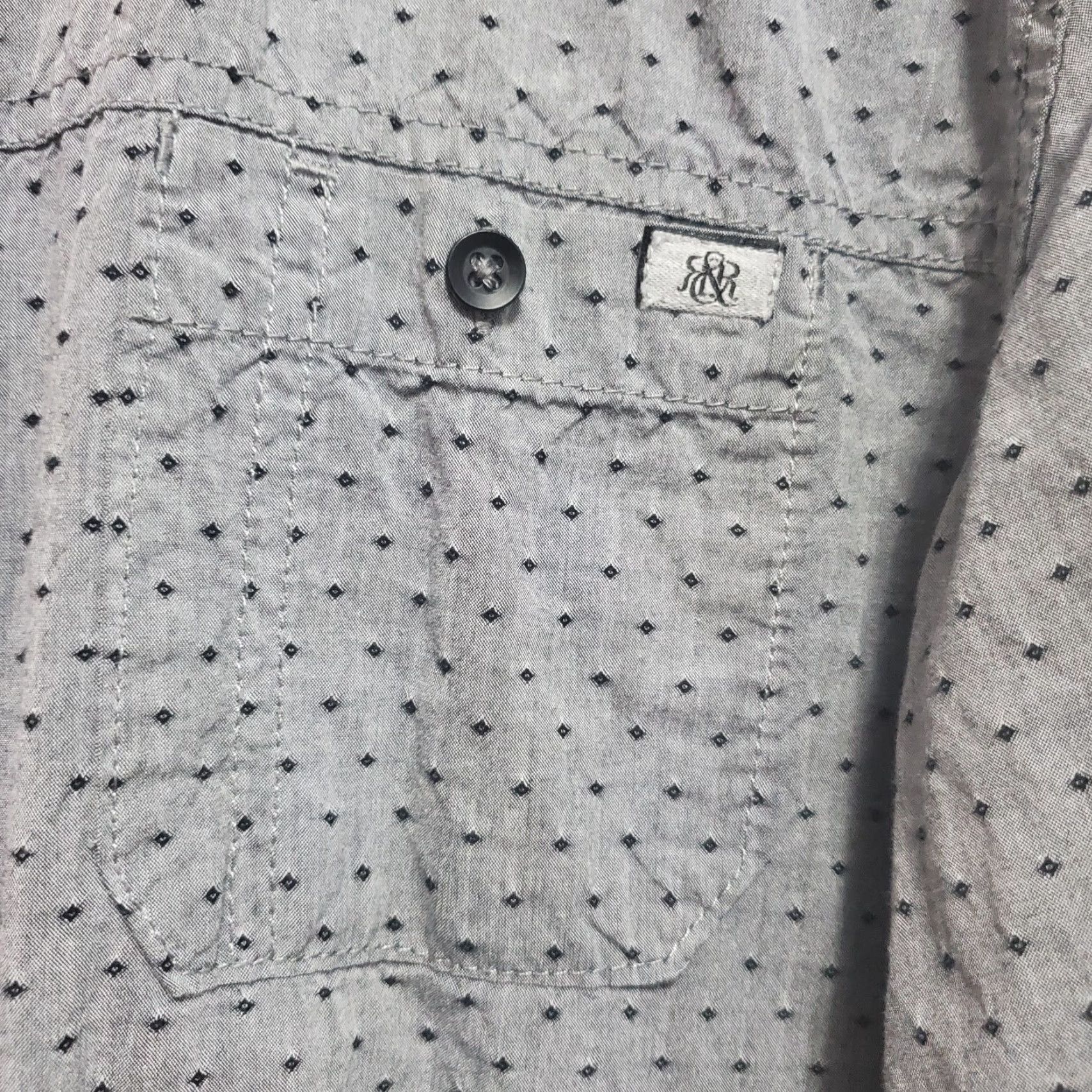 Vintage Rock & Republic Shirt Men L Gray Black Print Button Up Roll Tab Sleeve Casual Size US L / EU 52-54 / 3 - 5 Thumbnail