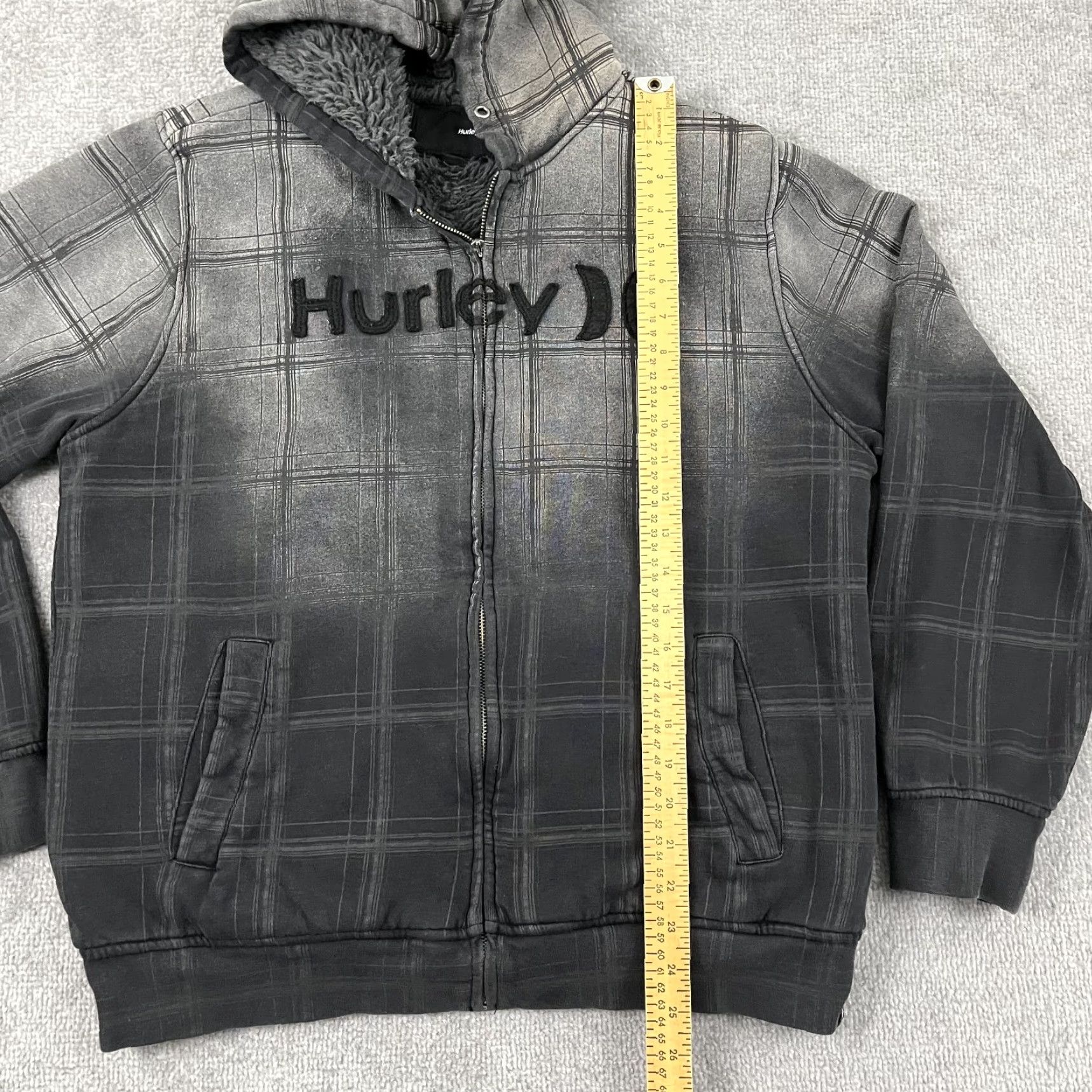 Hurley Hurley Jacket Adult Small Gray Sherpa Hooded Skater Punk Cyber Grunge Emo Mens Size US S / EU 44-46 / 1 - 4 Thumbnail