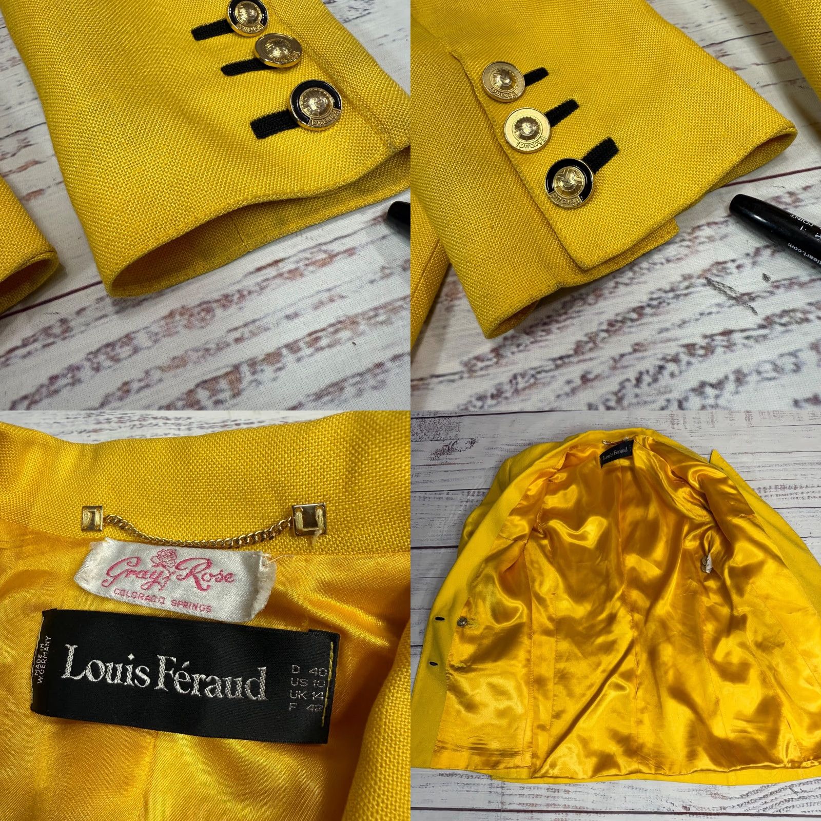 Louis Feraud VINTAGE Louis Feraud Womens Blazer Jacket Blazer 10 Yellow Size L / US 10 / IT 46 - 8 Thumbnail