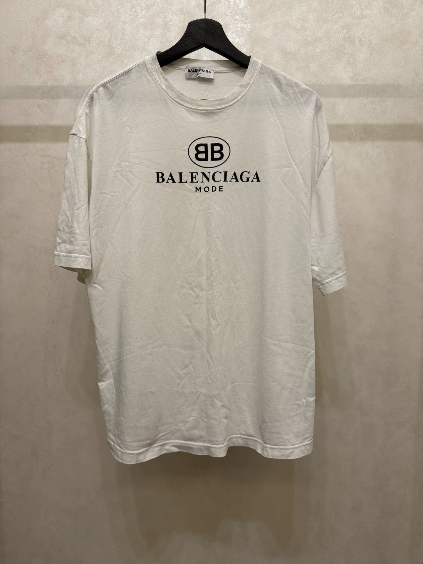 Balenciaga Balenciaga White Double B Short Sleeve Size US S / EU 44-46 / 1 - 1 Thumbnail