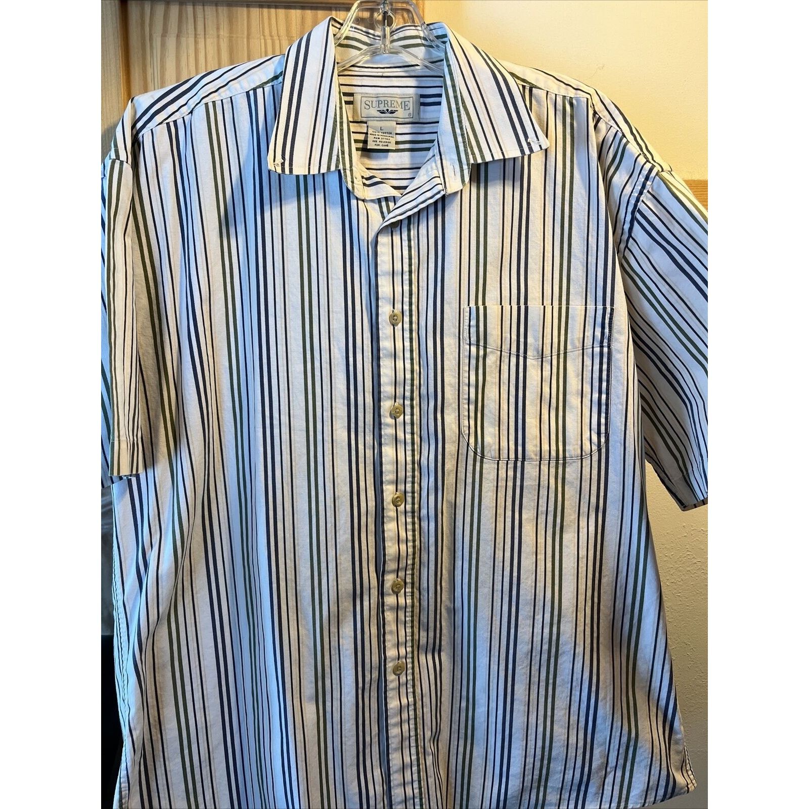 Supreme Supreme Vintage Men’s L White Blue Striped SS Cotton Shirt Size US L / EU 52-54 / 3 - 7 Thumbnail