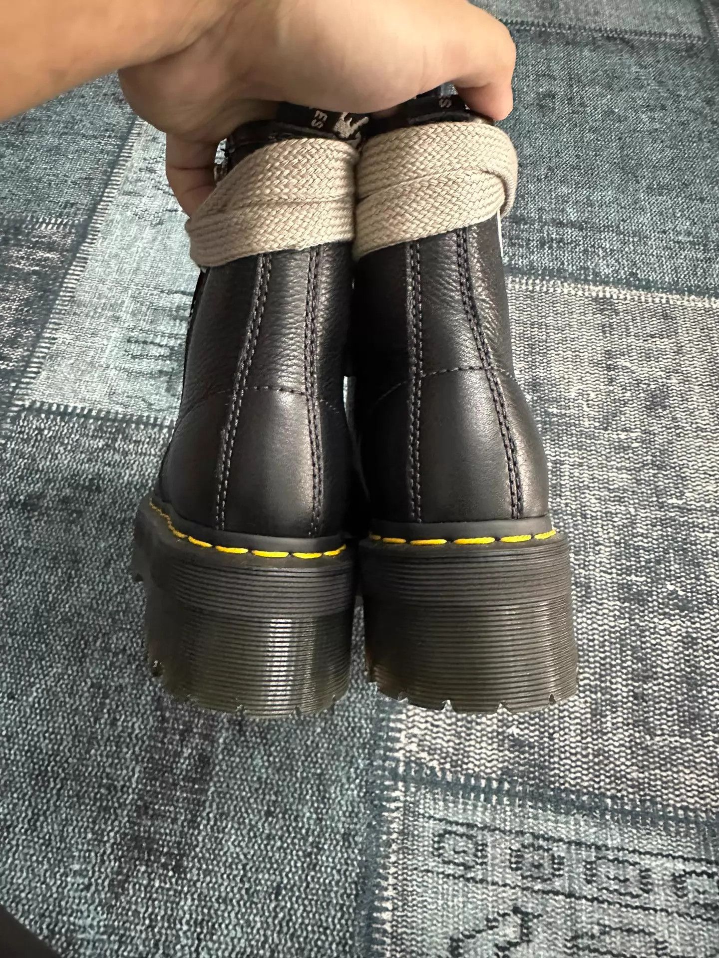 Rick Owens RO x Dr.Martens 8-Eye Leather Platform Boots 36 (No Box) Size US 5.5 / IT 35.5 - 3 Thumbnail