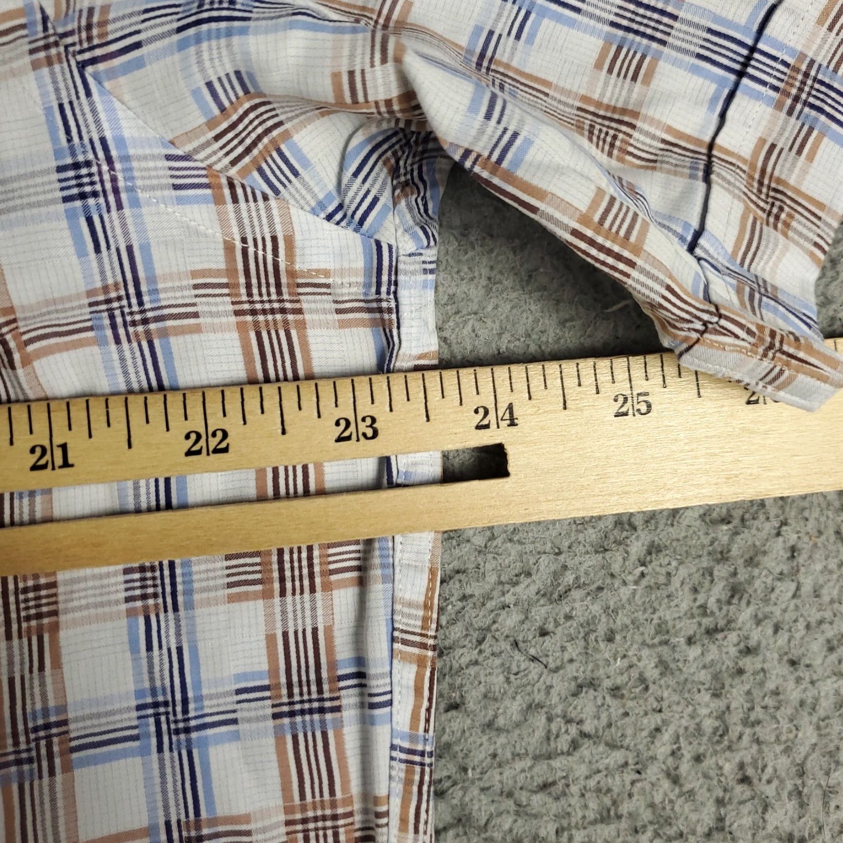 BUGATCHI Bugatchi Shirt Mens Large Blue Plaid Shaped Fit Button Up Short Sleeve Size US L / EU 52-54 / 3 - 7 Thumbnail