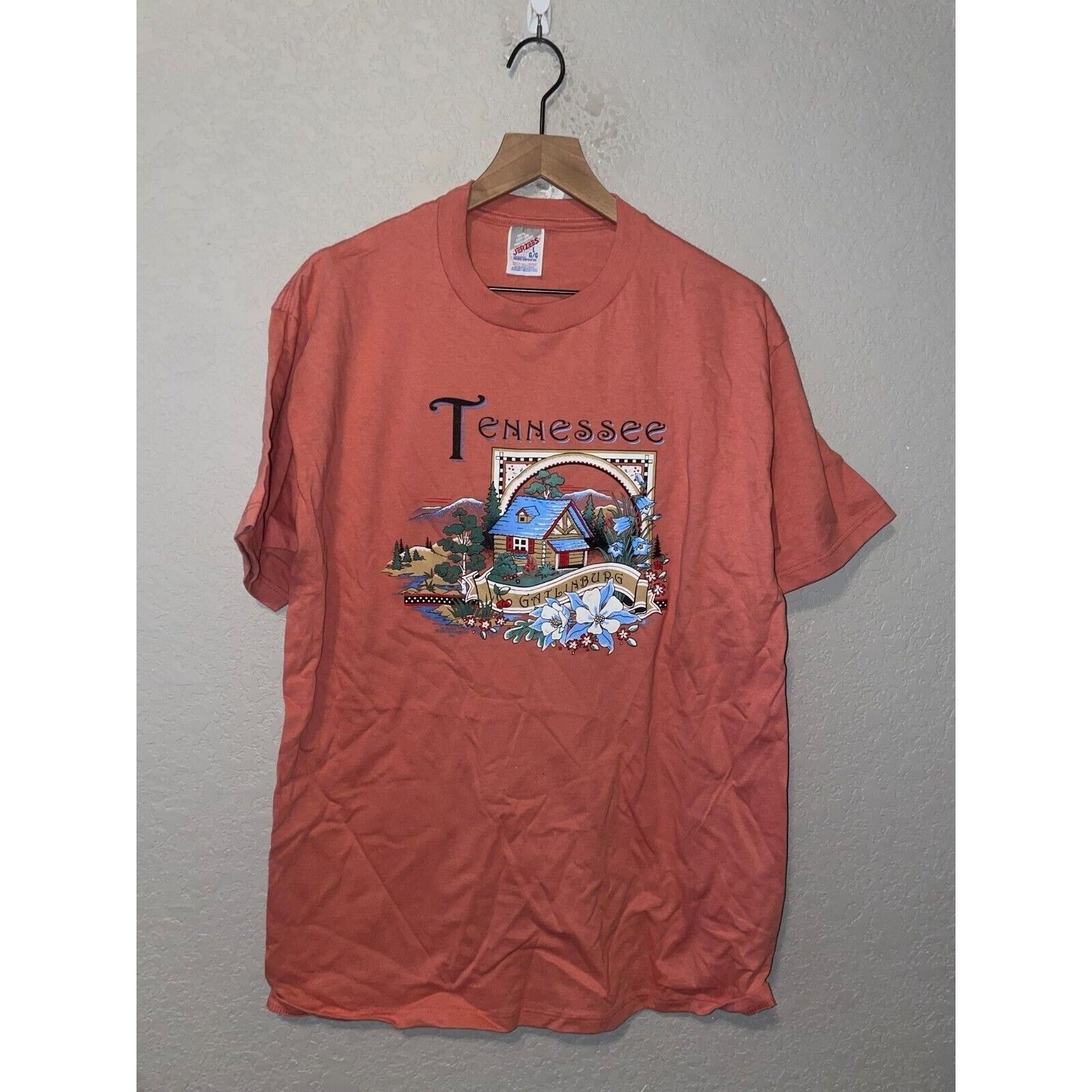 Jerzees Vintage Tennessee Gatlinburg Shirt Peach Pink Tee VTG 90s L Size US L / EU 52-54 / 3 - 1 Thumbnail