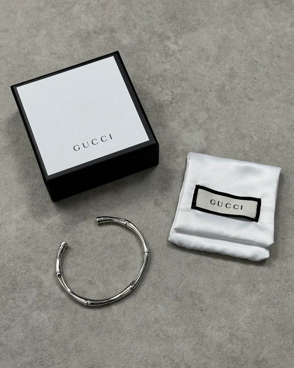 Gucci Gucci Silver Metal Bamboo Bracelet Size ONE SIZE - 1 Thumbnail