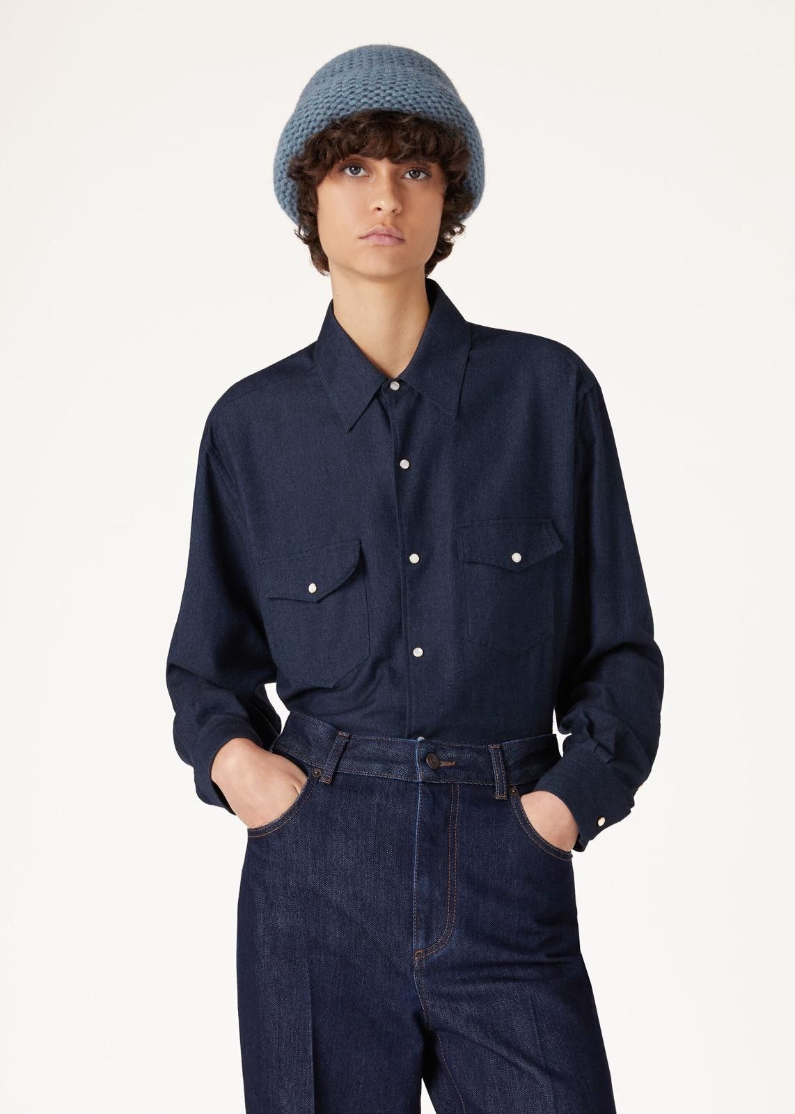 Loro Piana o1srvl11e0125 FAO0974 Thomas Snapp Shirt in Navy Blue Size M / US 6-8 / IT 42-44 - 7 Thumbnail