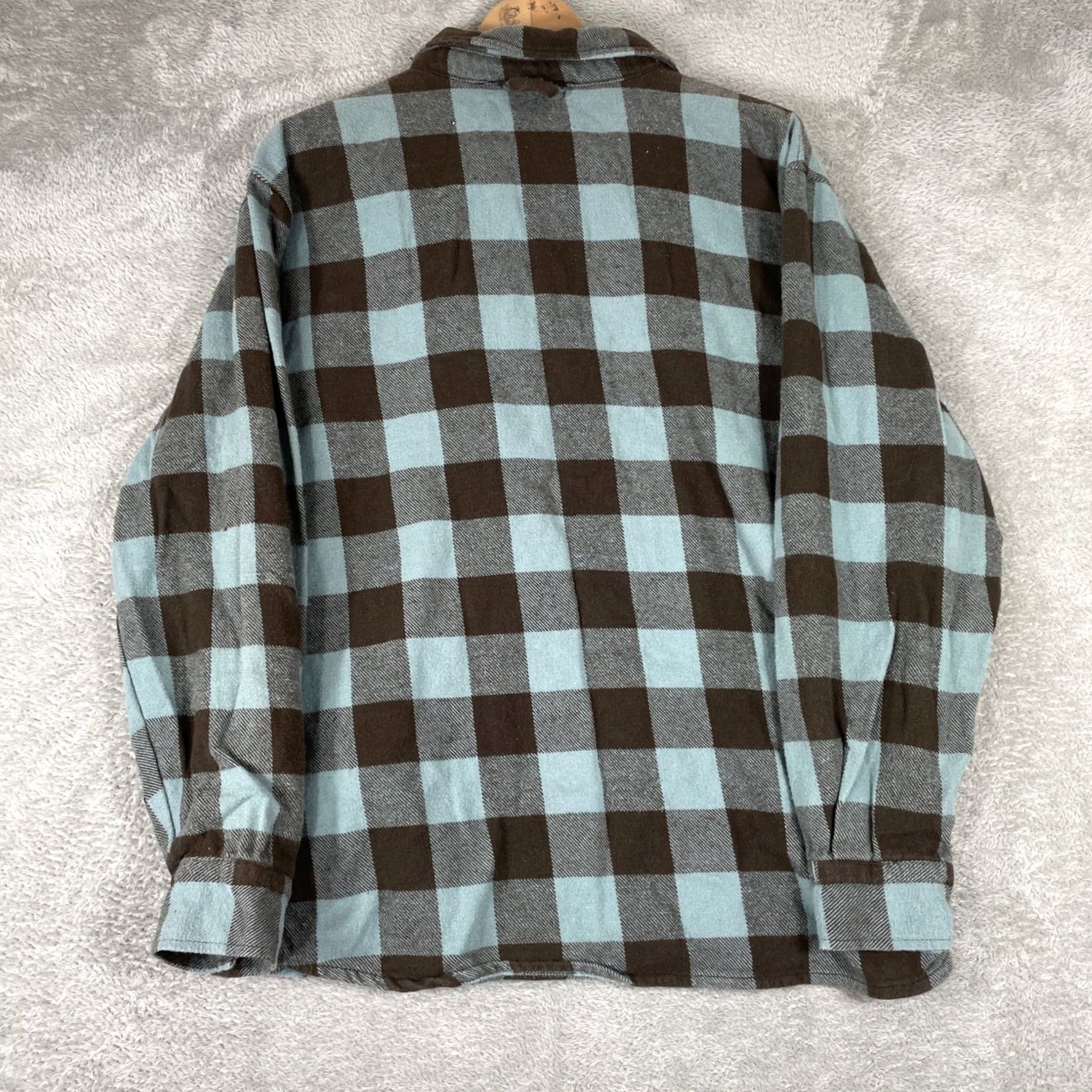 Vintage Oakwood Mountain Flannel Shirt Mens L Blue Buffalo Plaid Workwear Button-Up Collared Pocketed 90s Grunge Skater Outdoor Casual Winter Fall Spring Size US L / EU 52-54 / 3 - 6 Thumbnail