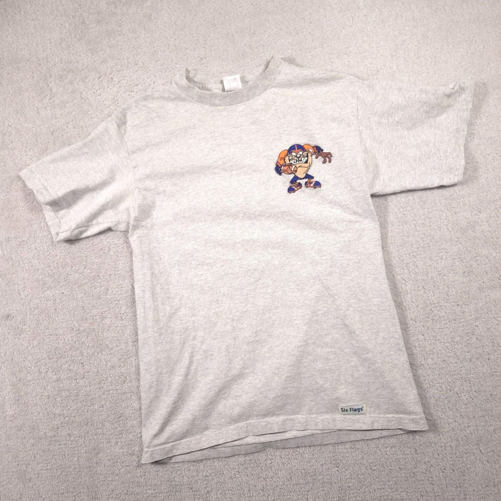 Vintage VINTAGE Six Flags Looney Tunes Shirt Mens Large Gray Taz Football Tee USA Size US L / EU 52-54 / 3 - 3 Thumbnail