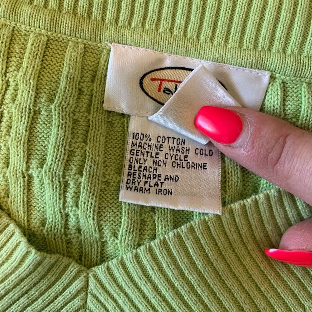 Designer Talbots Lime V-neck Cable-Knit Sweater, Small Size S / US 4 / IT 40 - 6 Thumbnail