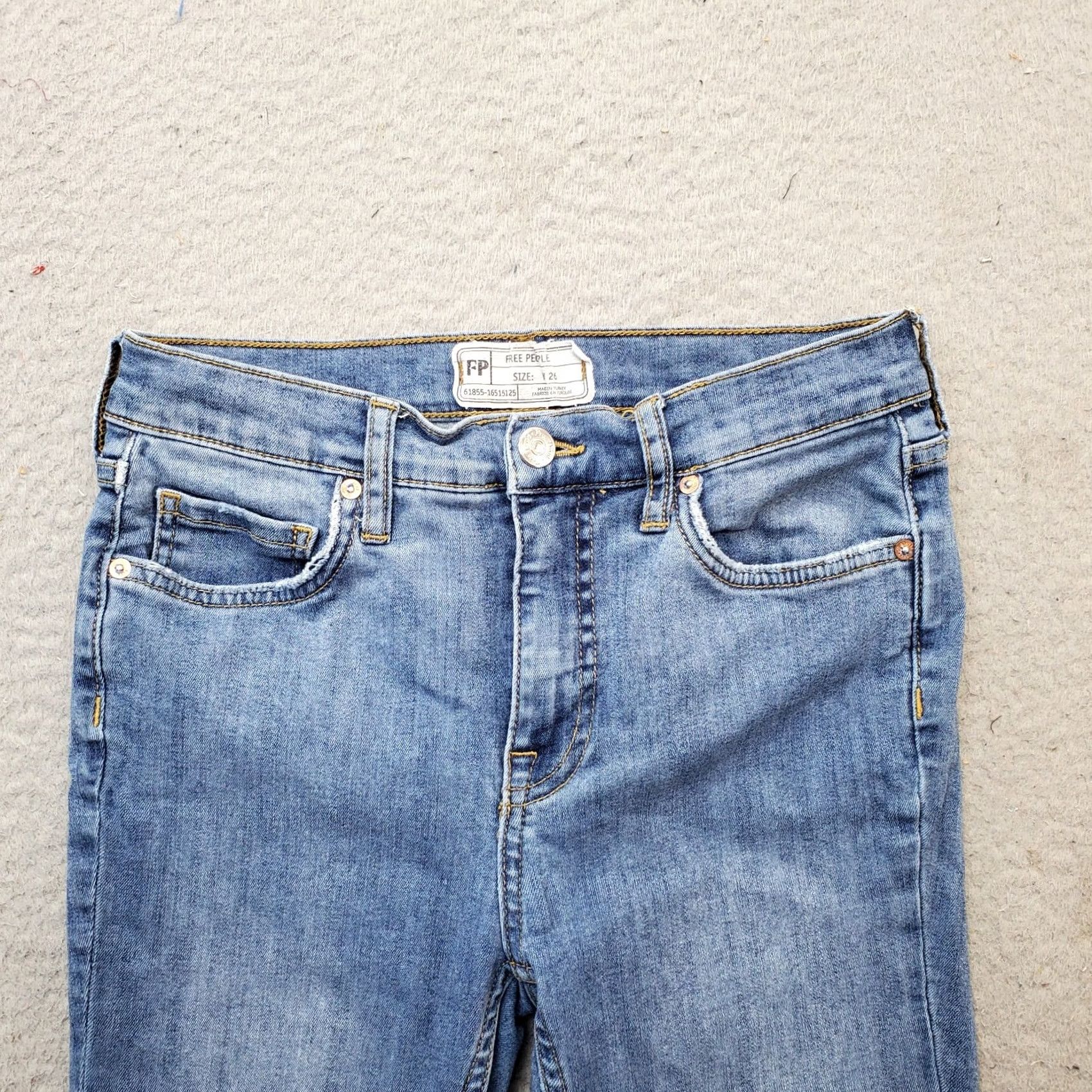 Free People Free People Jeans Womens Size 26 Blue Denim Skinny Distressed 5 Pocket Design Jeans Mens Womens Girls Size 26" / US 2 / IT 38 - 6 Thumbnail