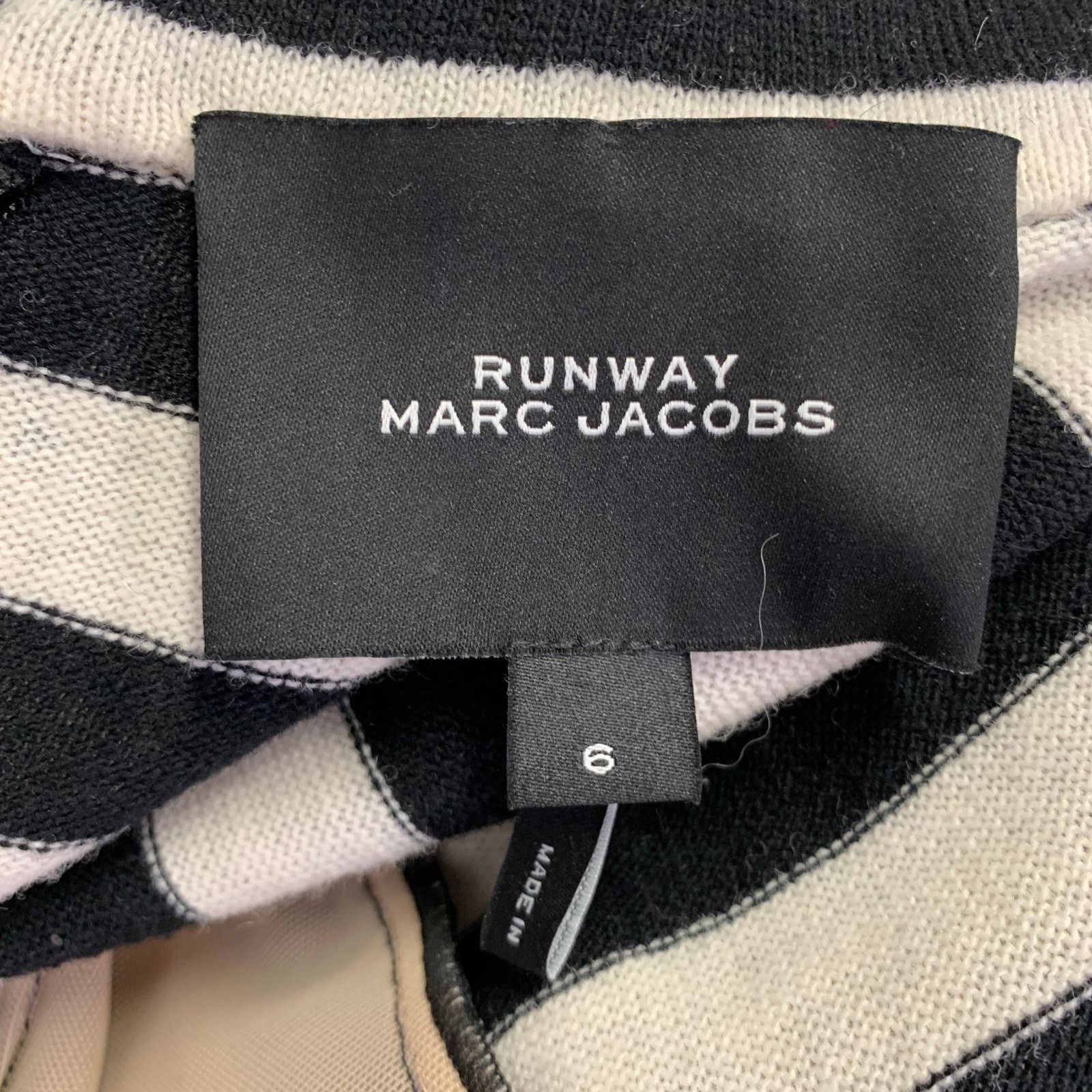 Marc Jacobs Size 6 Black White Wool Nylon Stripe Belted Dress Size M / US 6-8 / IT 42-44 - 6 Thumbnail