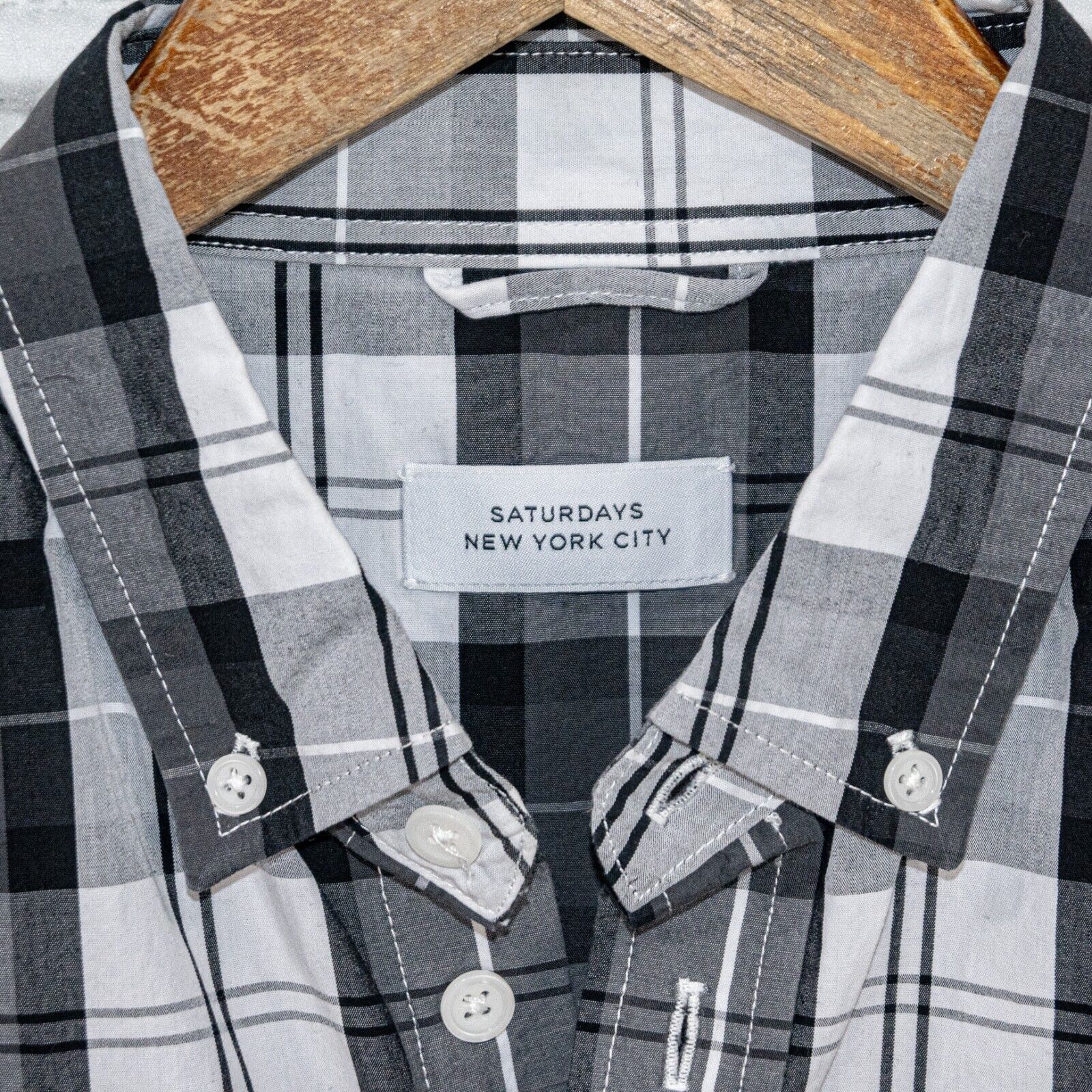 Saturdays NYC SATURDAYS NYC Men's Long Sleeve Button Down Shirt Gray Plaid Size US M / EU 48-50 / 2 - 2 Thumbnail