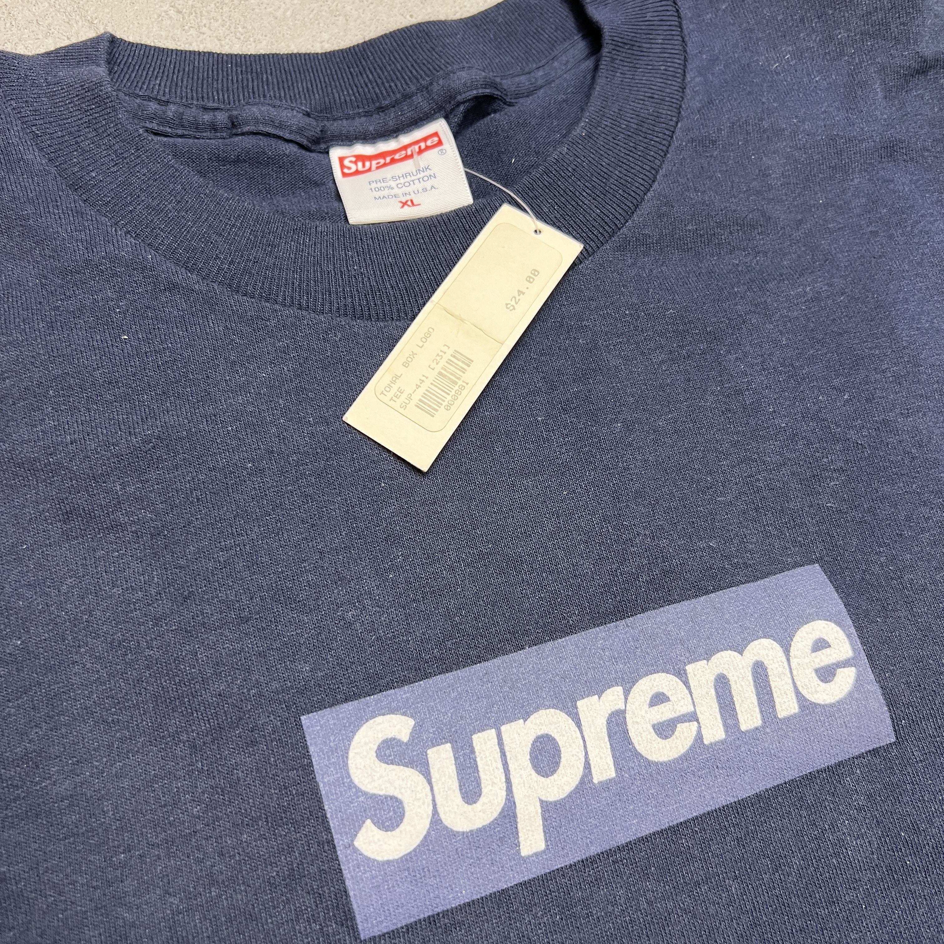 Supreme × Vintage Early 2000s Supreme Navy on Navy Box Logo Bogo 