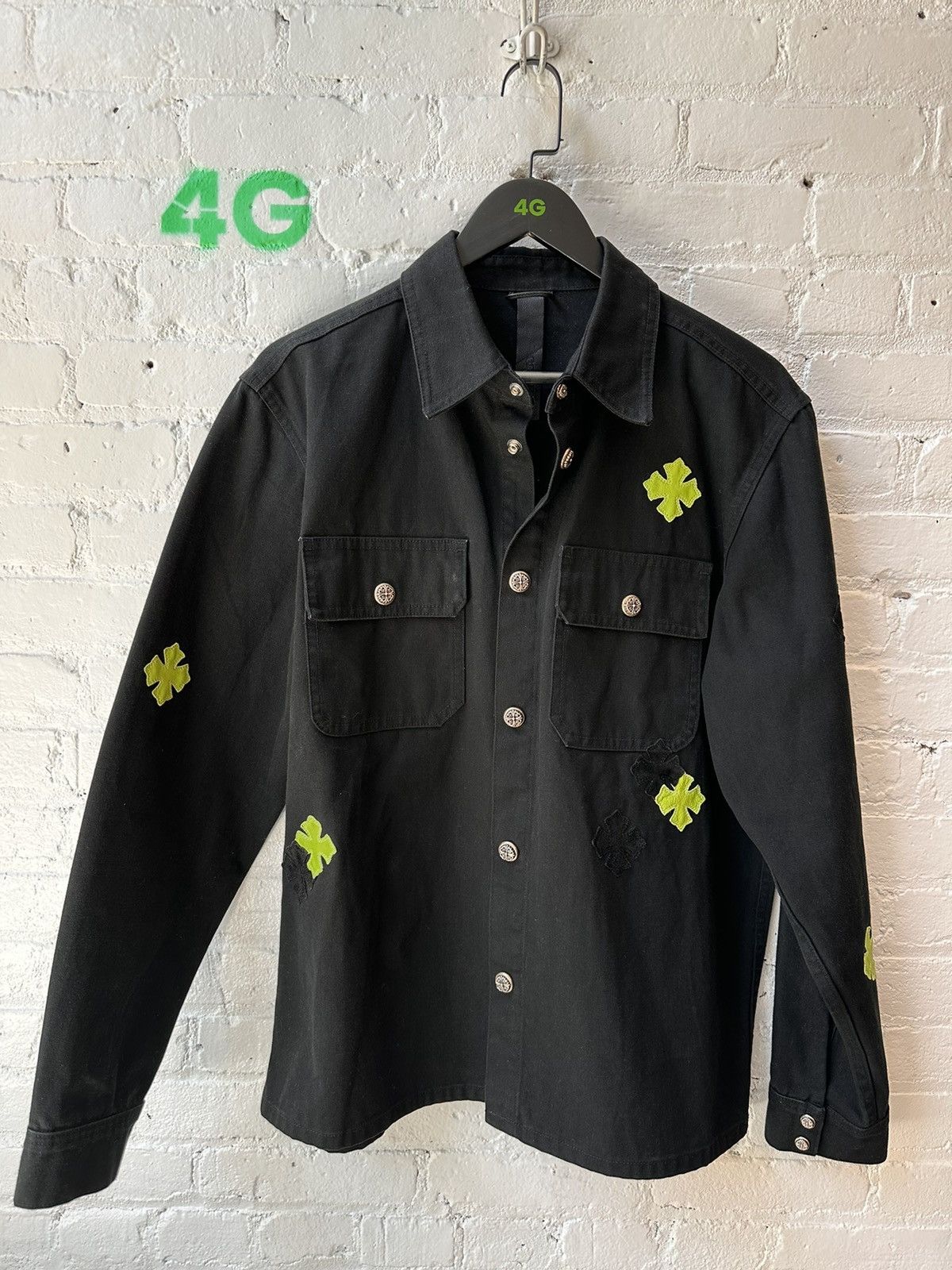 image of Chrome Hearts Denim Patch Jacket 4Gseller 1/1 in Black, Men's (Size Large)