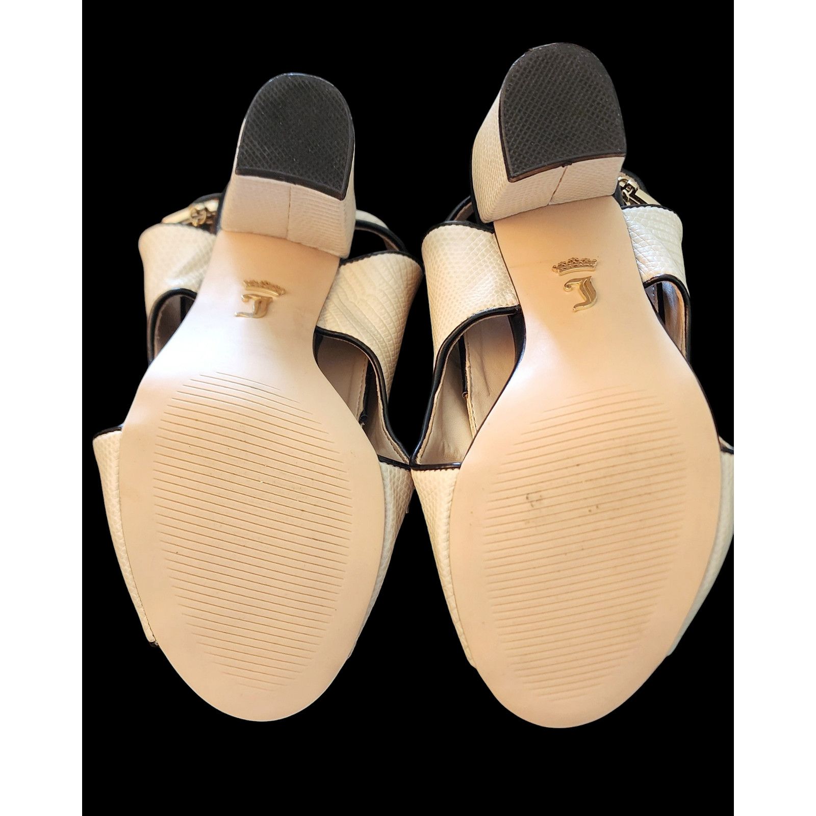 Juicy Couture Juicy Couture Open Toe Lace Up Block Heels Beige Sandals 6M Size US 6 / IT 36 - 5 Thumbnail