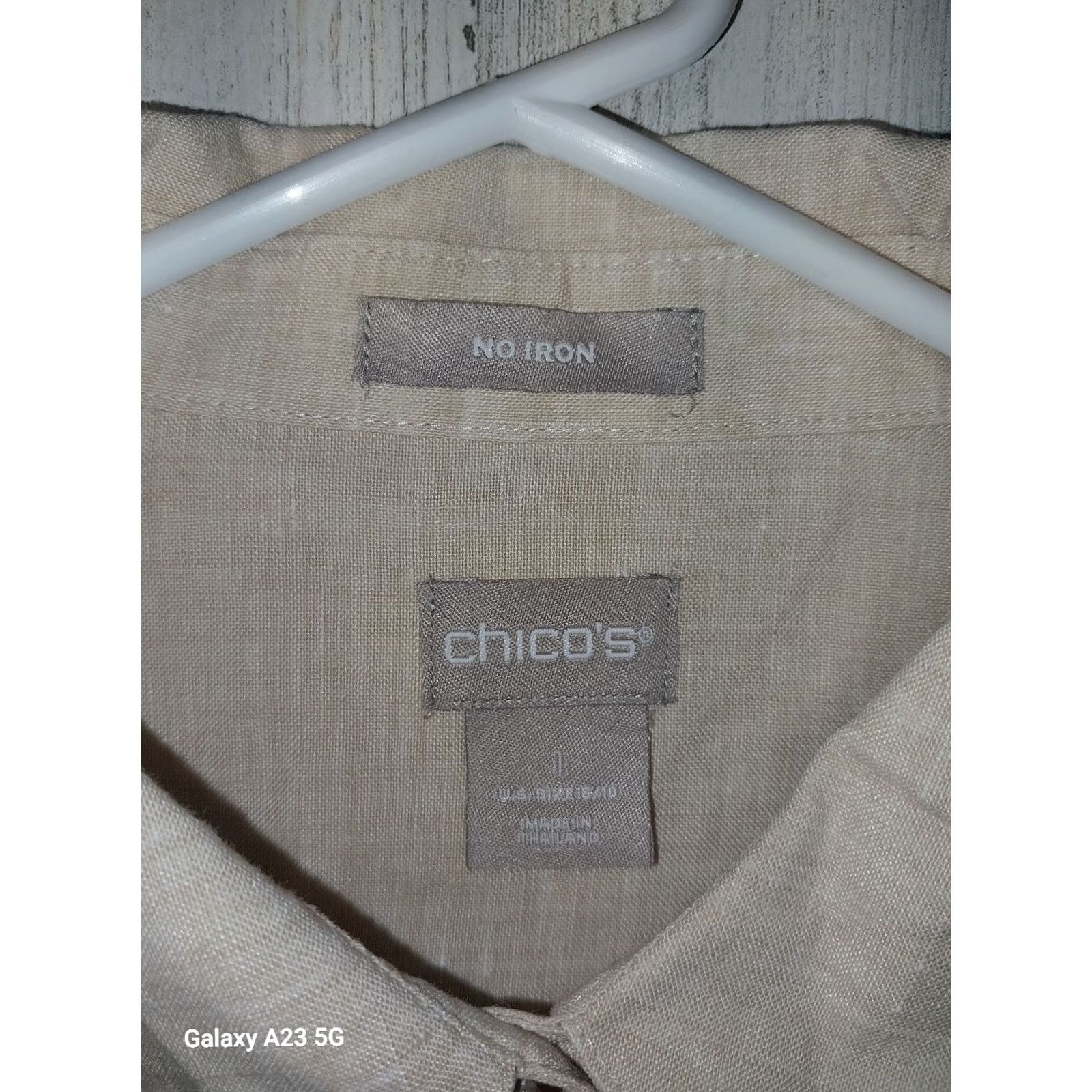 Vintage Chico's Womens Medium Button-Down Linen Shirt Beige Size M / US 6-8 / IT 42-44 - 3 Thumbnail