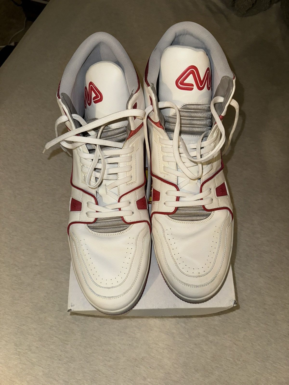 Louis Vuitton LV trainer mid red size LV13 Size US 13 / EU 46 - 3 Thumbnail
