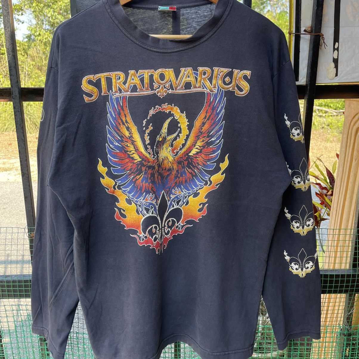 Band Tees 🔥Vintage 90s Stratovarius Power Metal Band Distress Tee Size US L / EU 52-54 / 3 - 6 Thumbnail