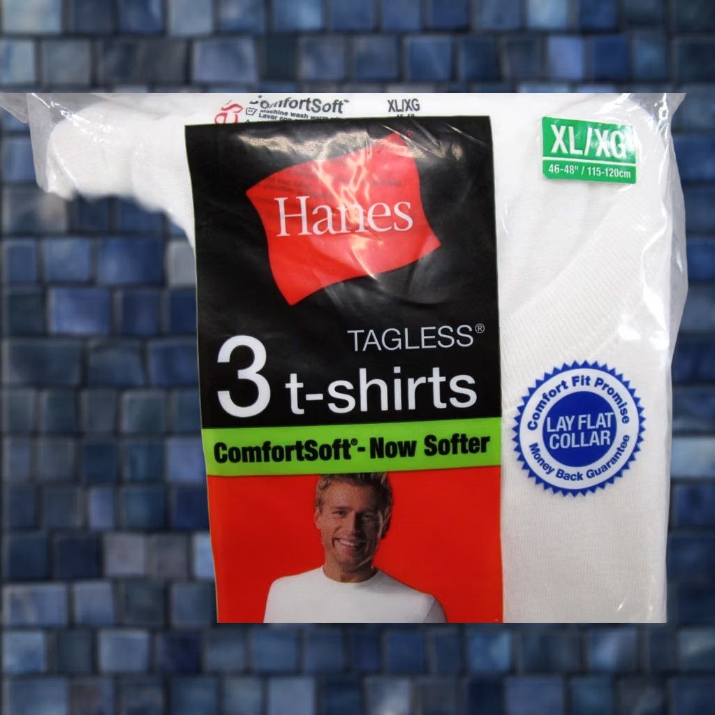 Hanes Hanes Men's Crew Neck XL White 3 Pack 100% Cotton T-shirts Tagless Short Sleeve Modern 2008 Mens Size US XL / EU 56 / 4 - 1 Thumbnail