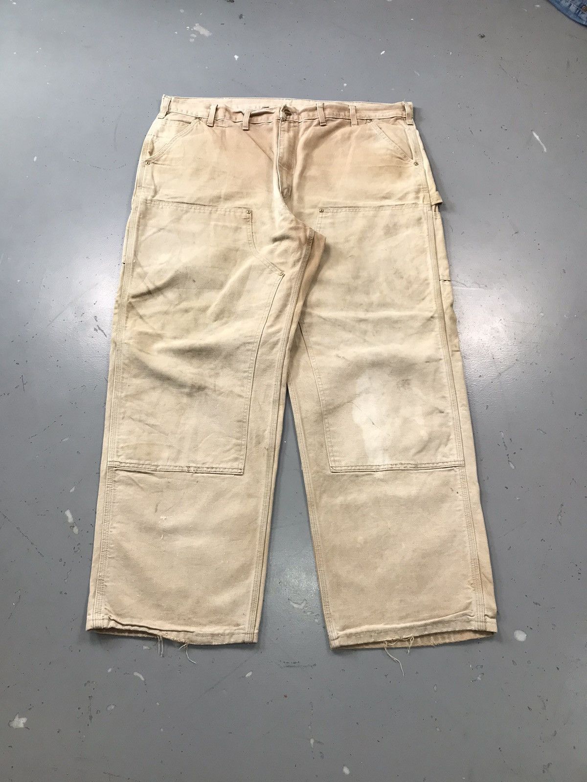 Carhartt Vintage sunfade Carhartt B01 BRN double knee workwear denim Size US 44 / EU 60 - 1 Thumbnail