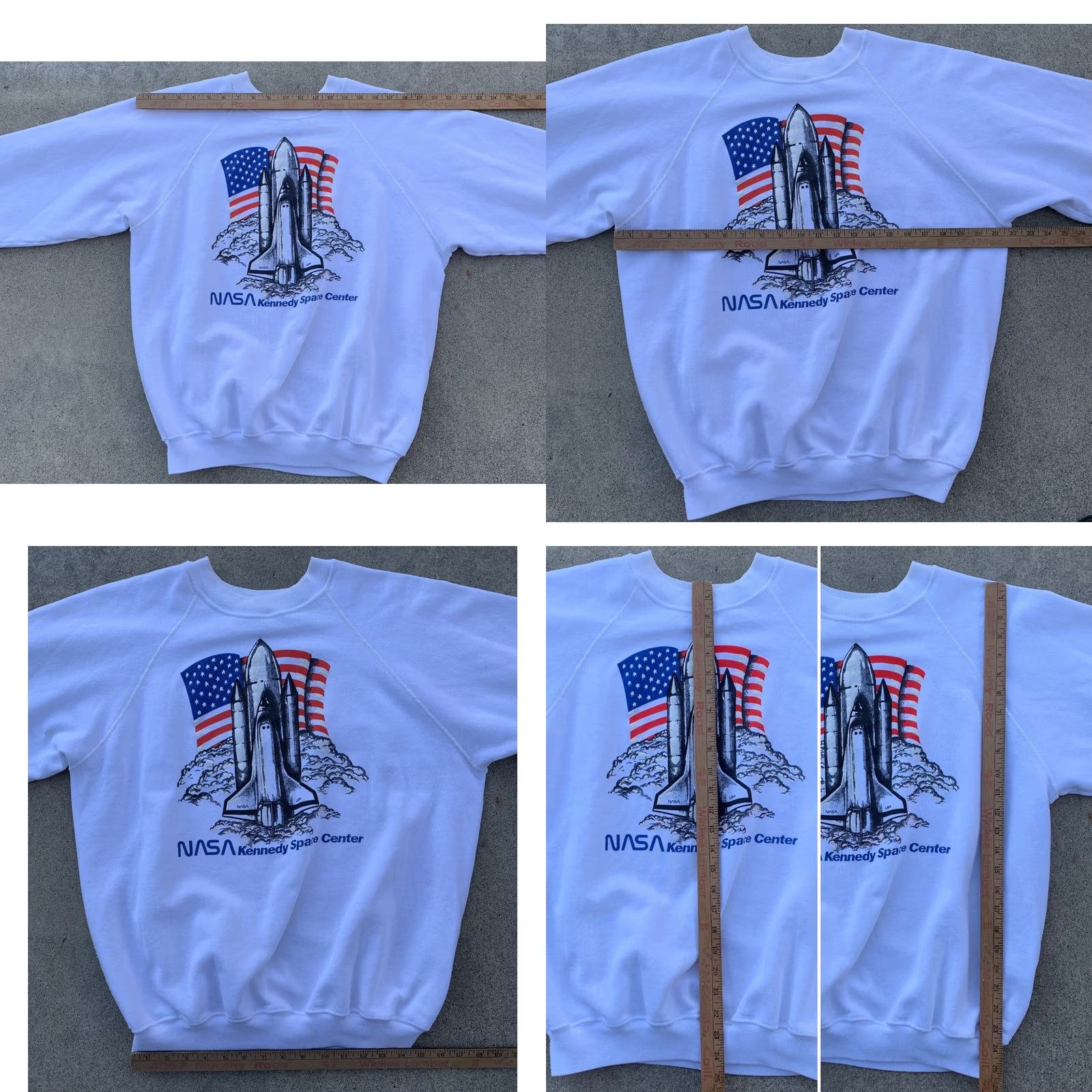 Hanes VINTAGE Hanes Space NASA Kennedy Space Center Raglan Sweatshirt Space Shuttle XL White Crew Neck Long Sleeve Men - Size US XL / EU 56 / 4 - 8 Thumbnail