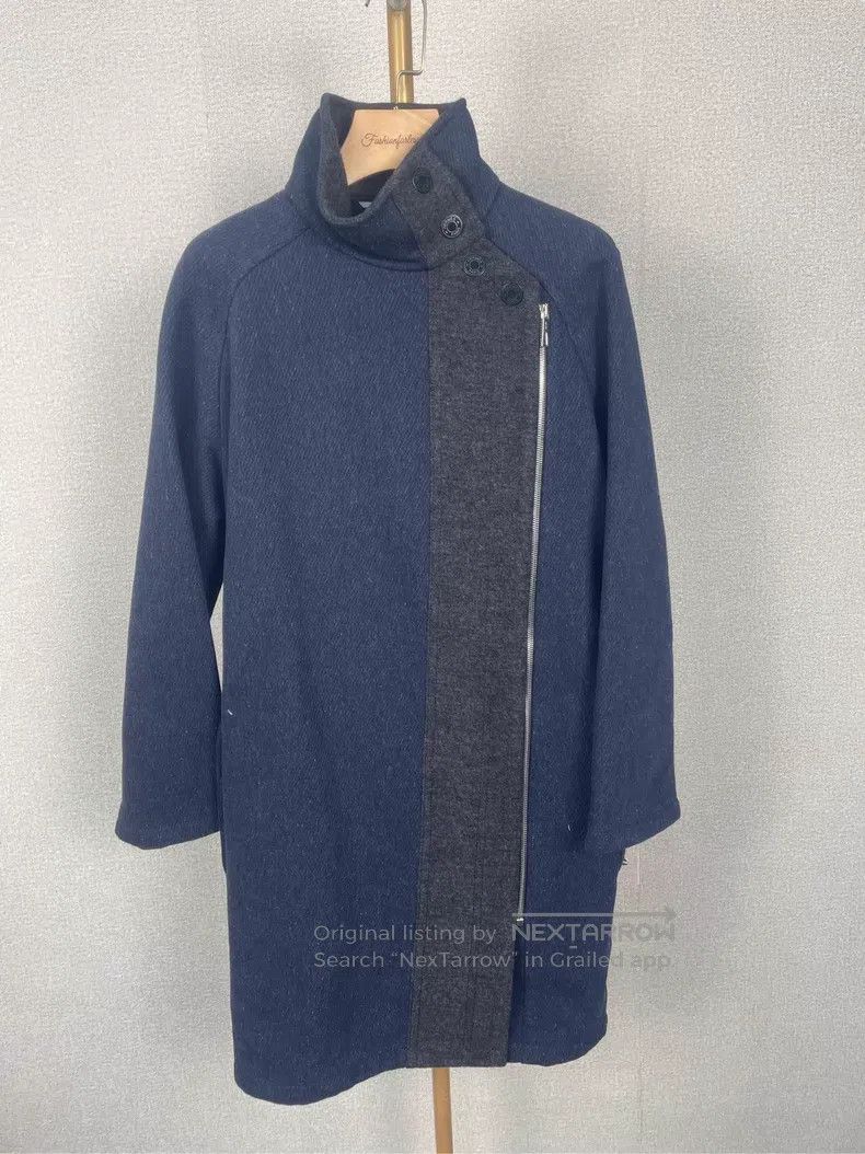 Hermes Hermes Dark Blue Wool Long Coat Size XXS / US 00 / IT 34 - 1 Thumbnail