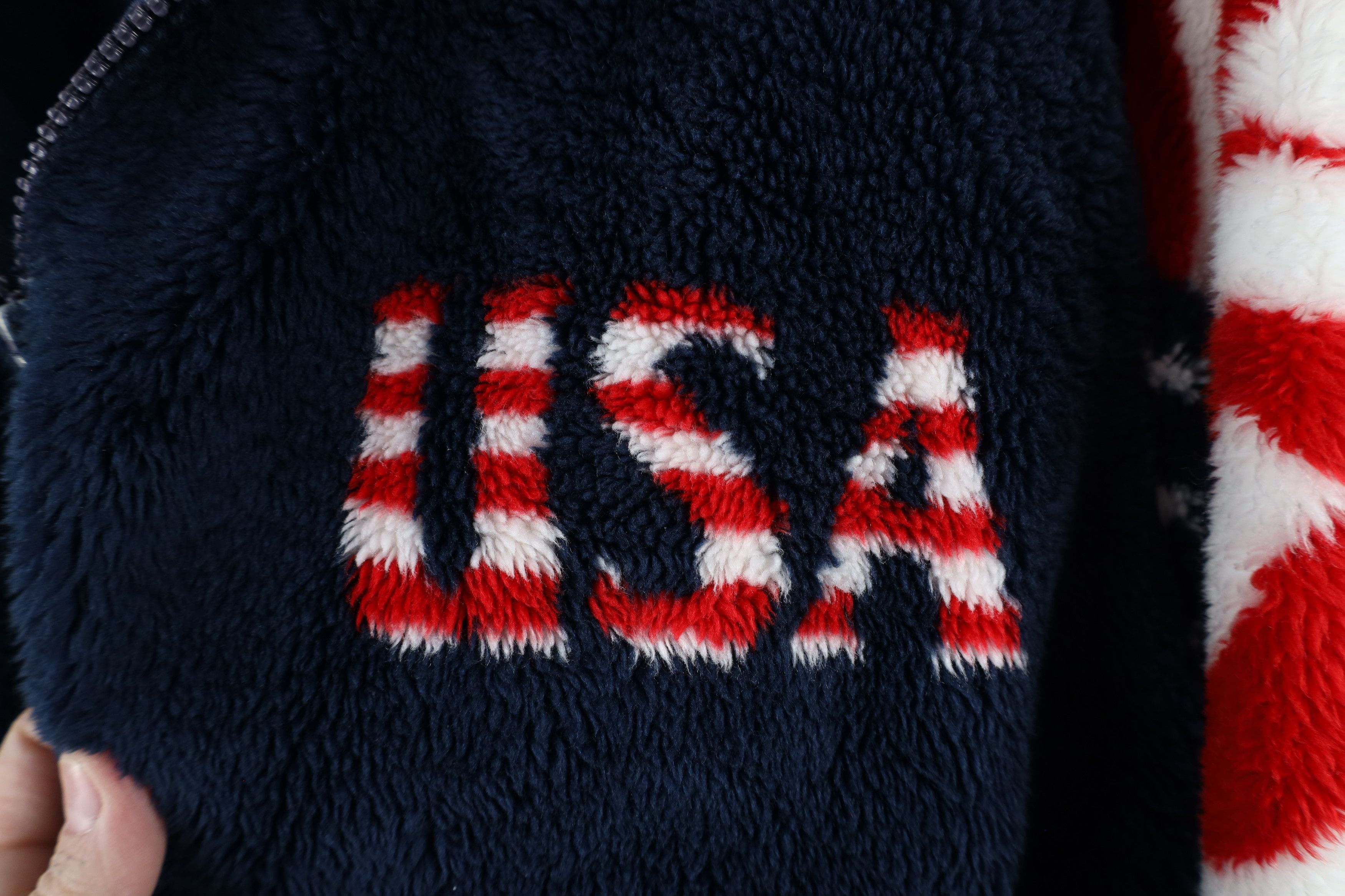 Vintage Vintage 90s Streetwear Flag All Over Print Fleece Jacket USA Size US L / EU 52-54 / 3 - 4 Thumbnail