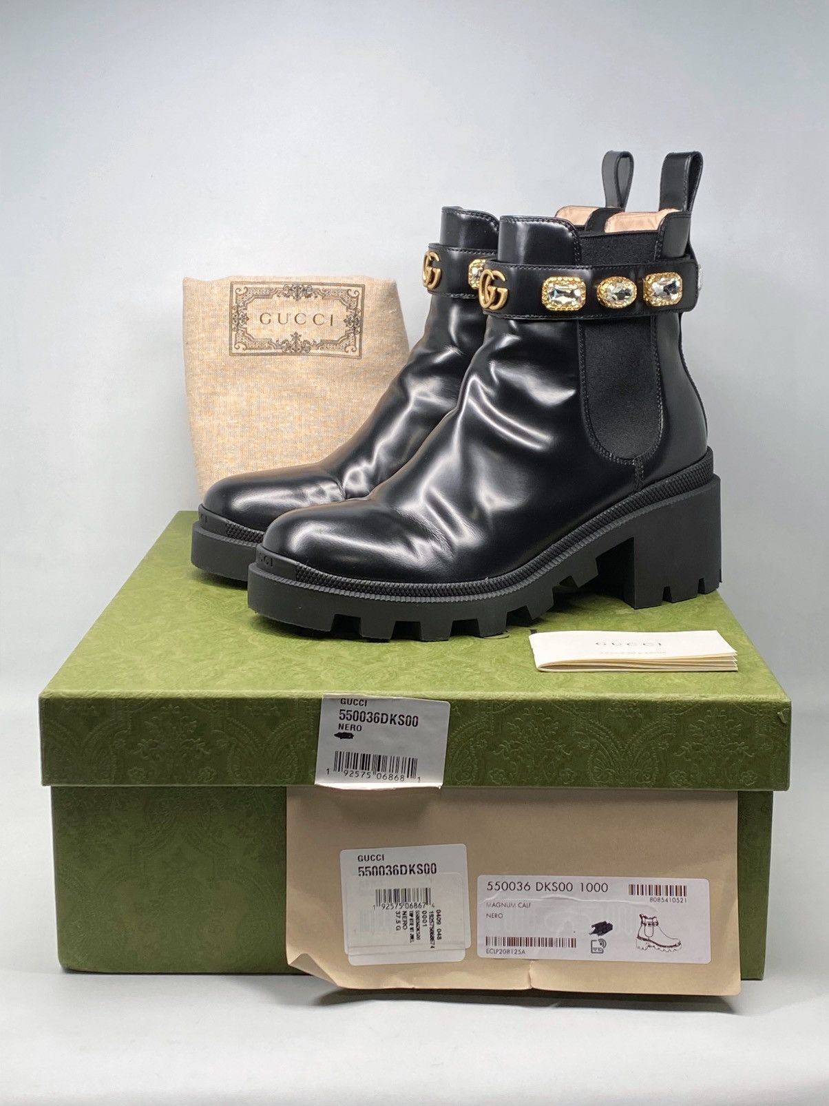 Gucci Gucci Trip Embellished Block Heel Chelsea Boots size 37.5 Size US 7.5 / IT 37.5 - 18 Thumbnail