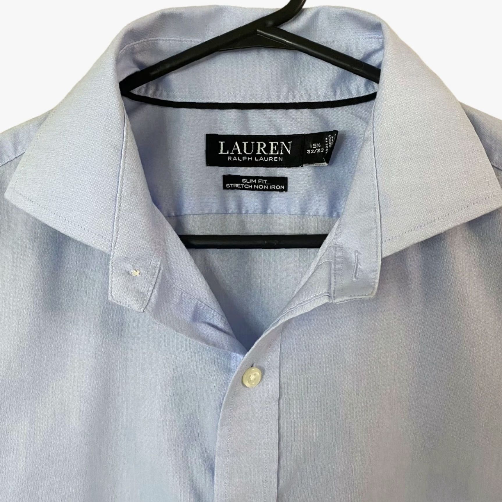 Ralph Lauren VINTAGE Lauren Ralph Lauren Black Label Dress Shirt Mens Button Up Slim Fit 15.5 Blue Cotton Blend 29" Long Sleeve Mens Ä Size 42R - 5 Thumbnail