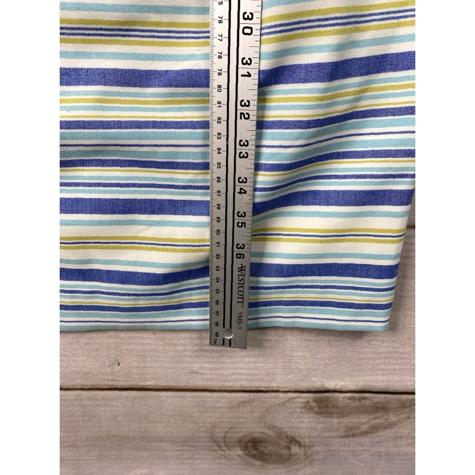 Calvin Klein Calvin Klein Dress Sz 12 Blue Striped Sheath Silver Metallic Belt Lined Stretch Size XL / US 12-14 / IT 48-50 - 4 Thumbnail