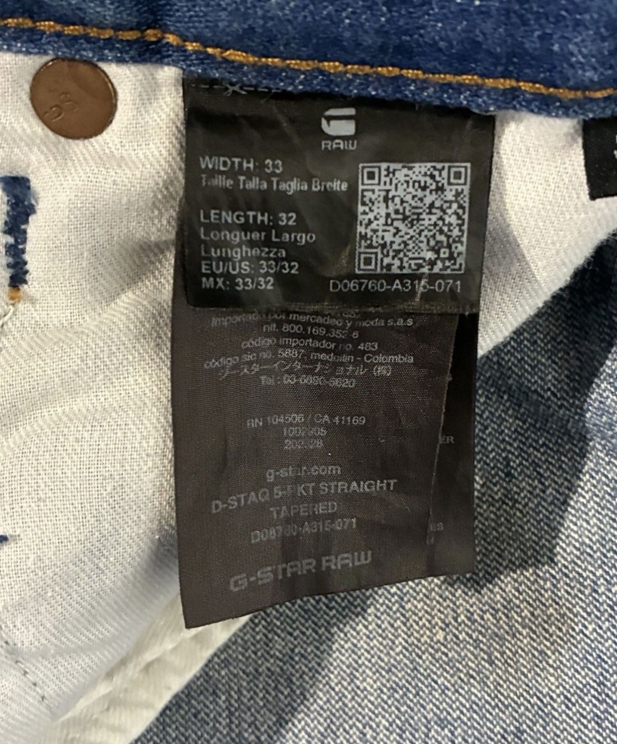G-Star × Pharrell G-Star Raw D-Staq 5 Pocket Slim Jeans Blue Stretch Denim Size US 33 - 5 Thumbnail