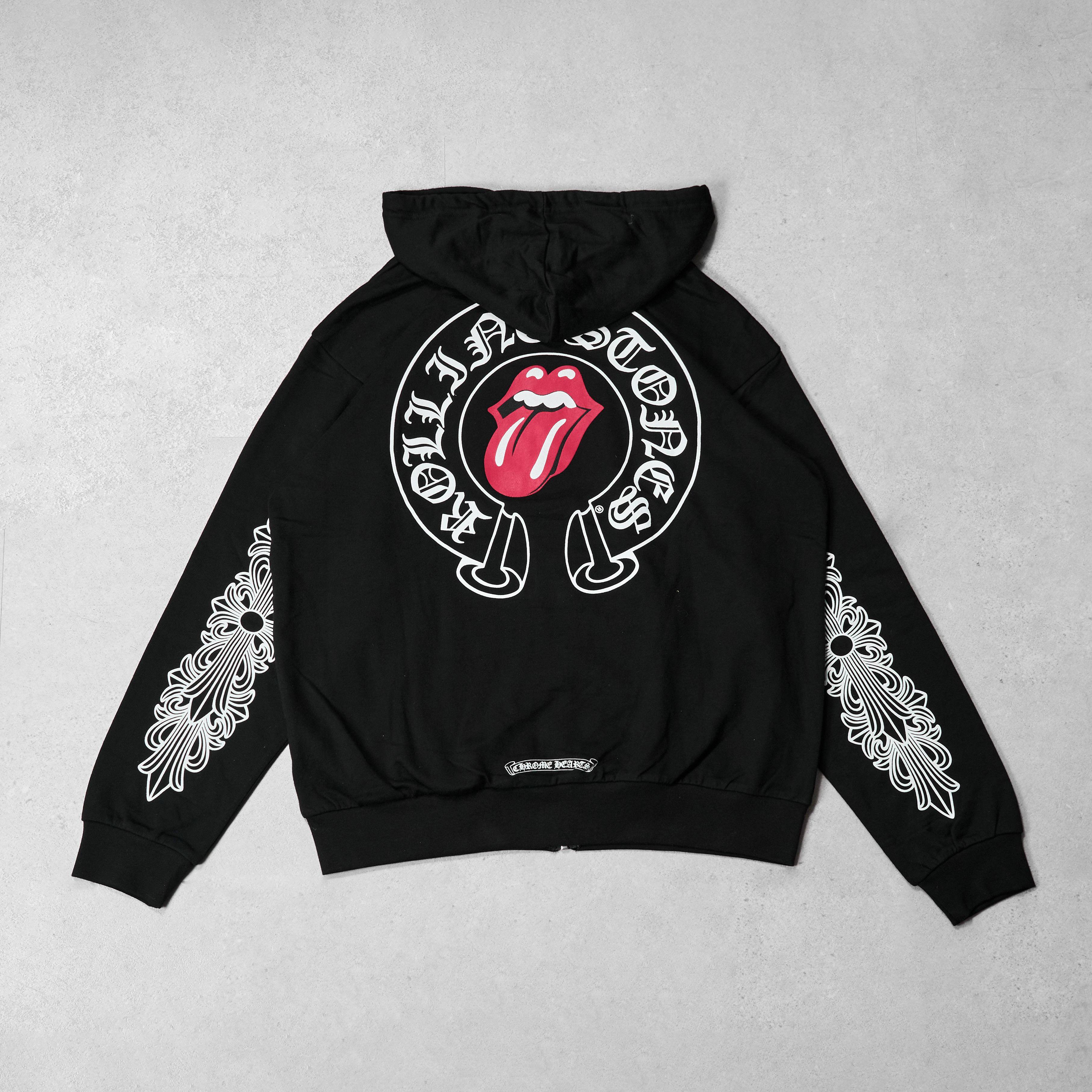 CHROME HEARTS Rolling Stones Zip Up Hoodie BLACK