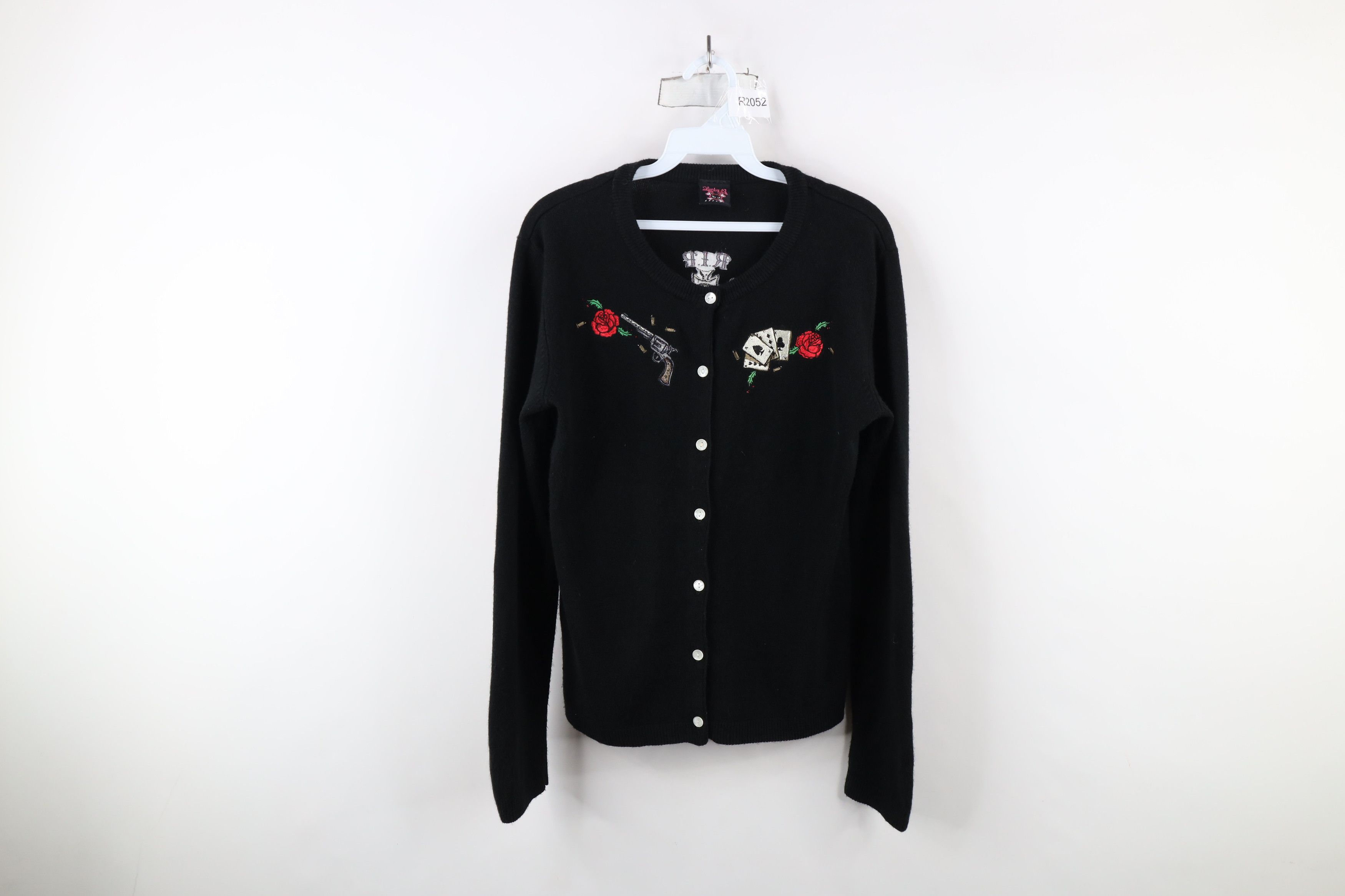 Vintage Vintage Y2K Rockabilly Soft Knit Cardigan Sweater Black Size XL / US 12-14 / IT 48-50 - 1 Thumbnail